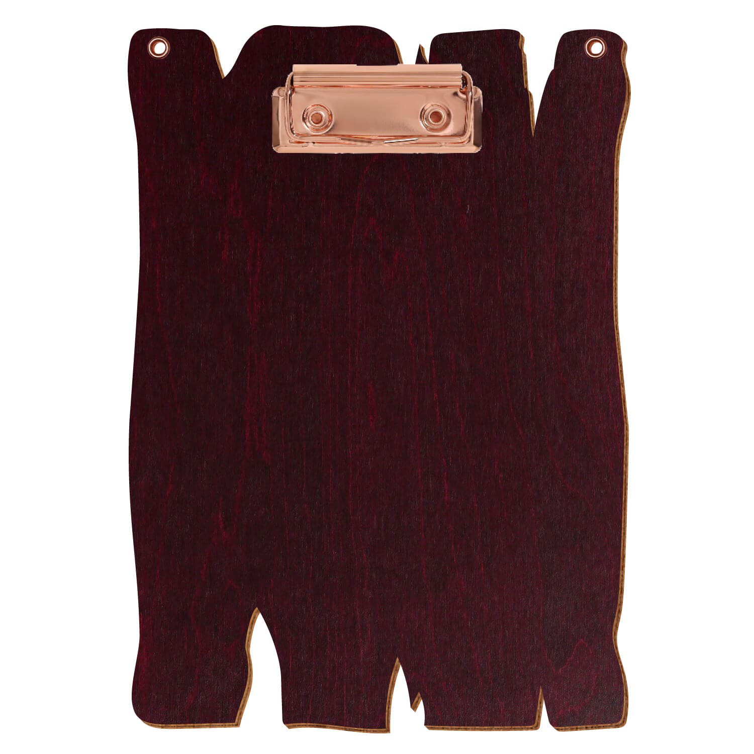 Klemmbrett Holzbrettform mit 2 Ösen Violett A5 hochkant Bügelklemme roségold