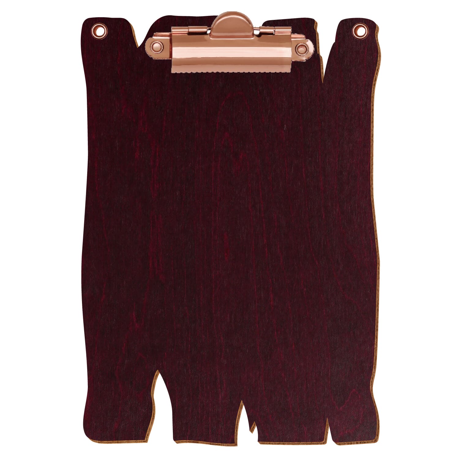 Klemmbrett Holzbrettform mit 2 Ösen Violett A6 hochkant Zahnklemme roségold