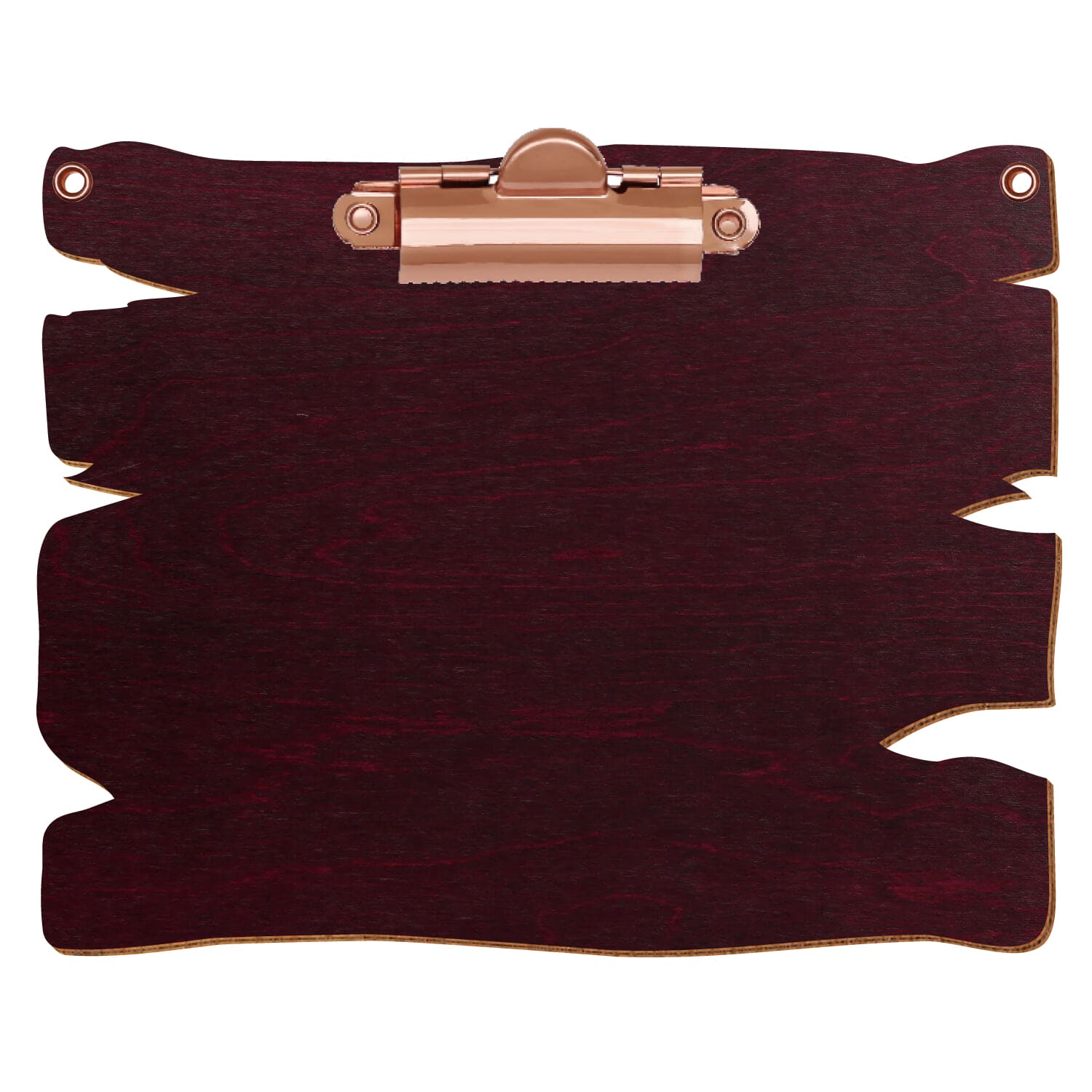 Klemmbrett Holzbrettform mit 2 Ösen Violett A6 querkant Zahnklemme roségold