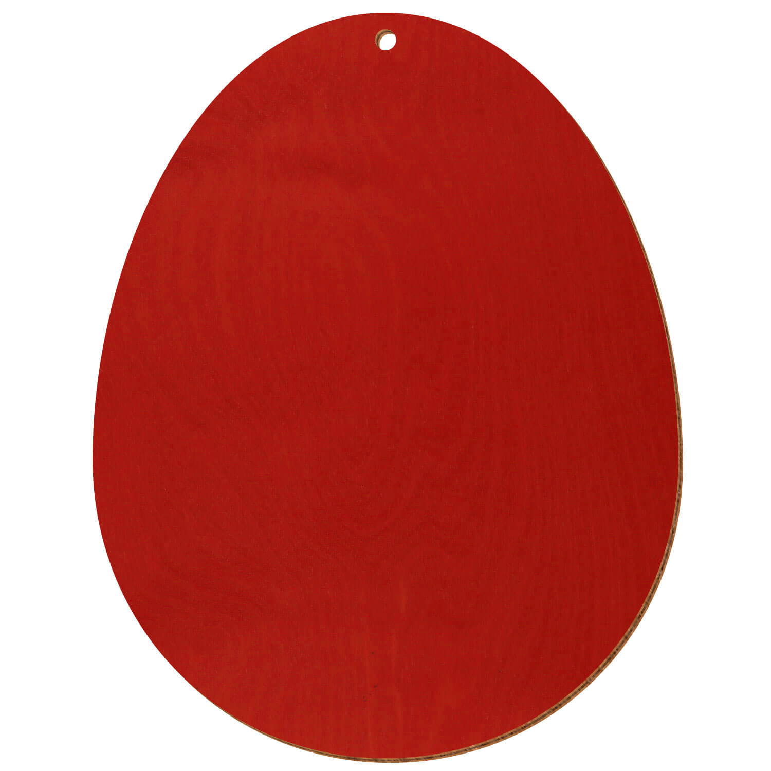 rotes Holzosterei aus Birkensperrholz mit Aufhängeloch