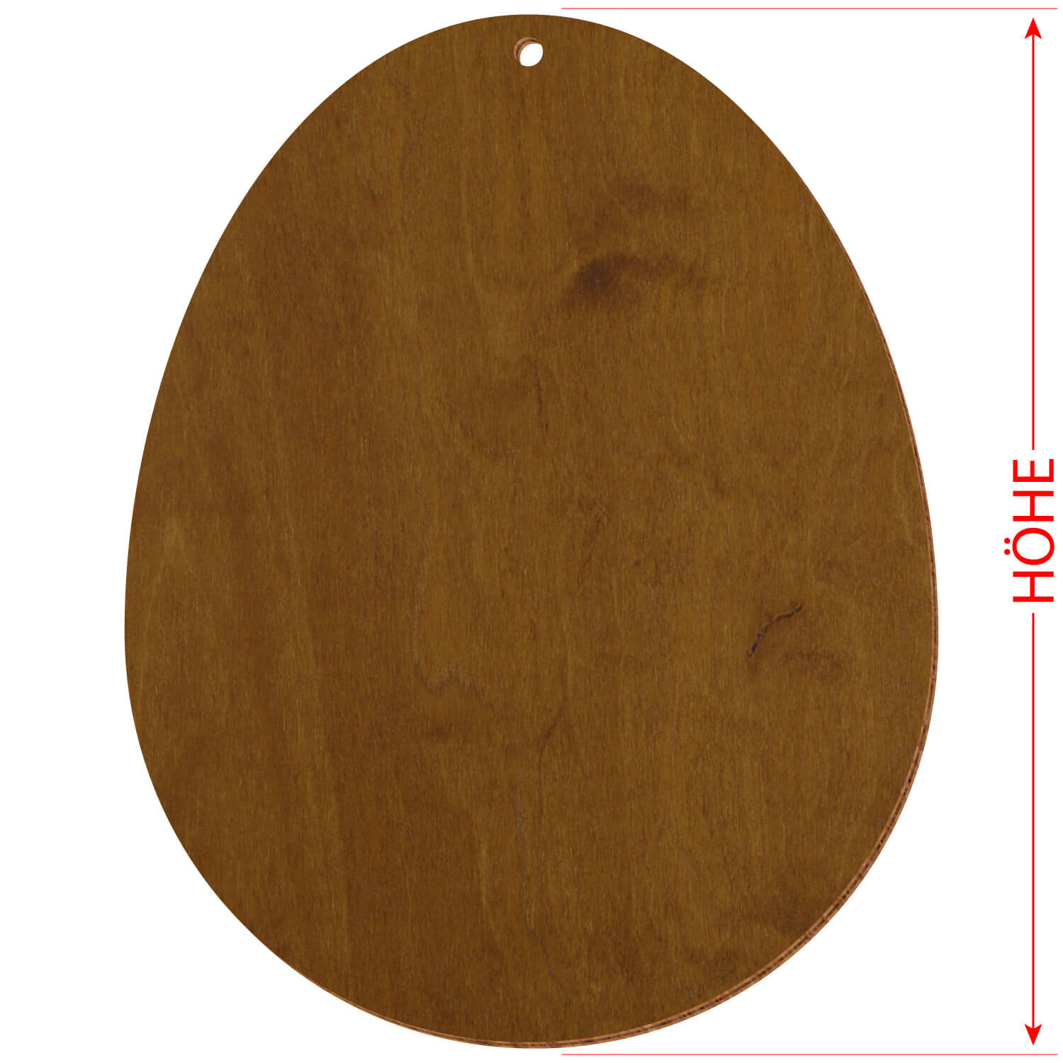 Holzosterei in der Farbe Teak aus Birkensperrholz mit Aufhängeloch inklusive Referenzmaß "Höhe"