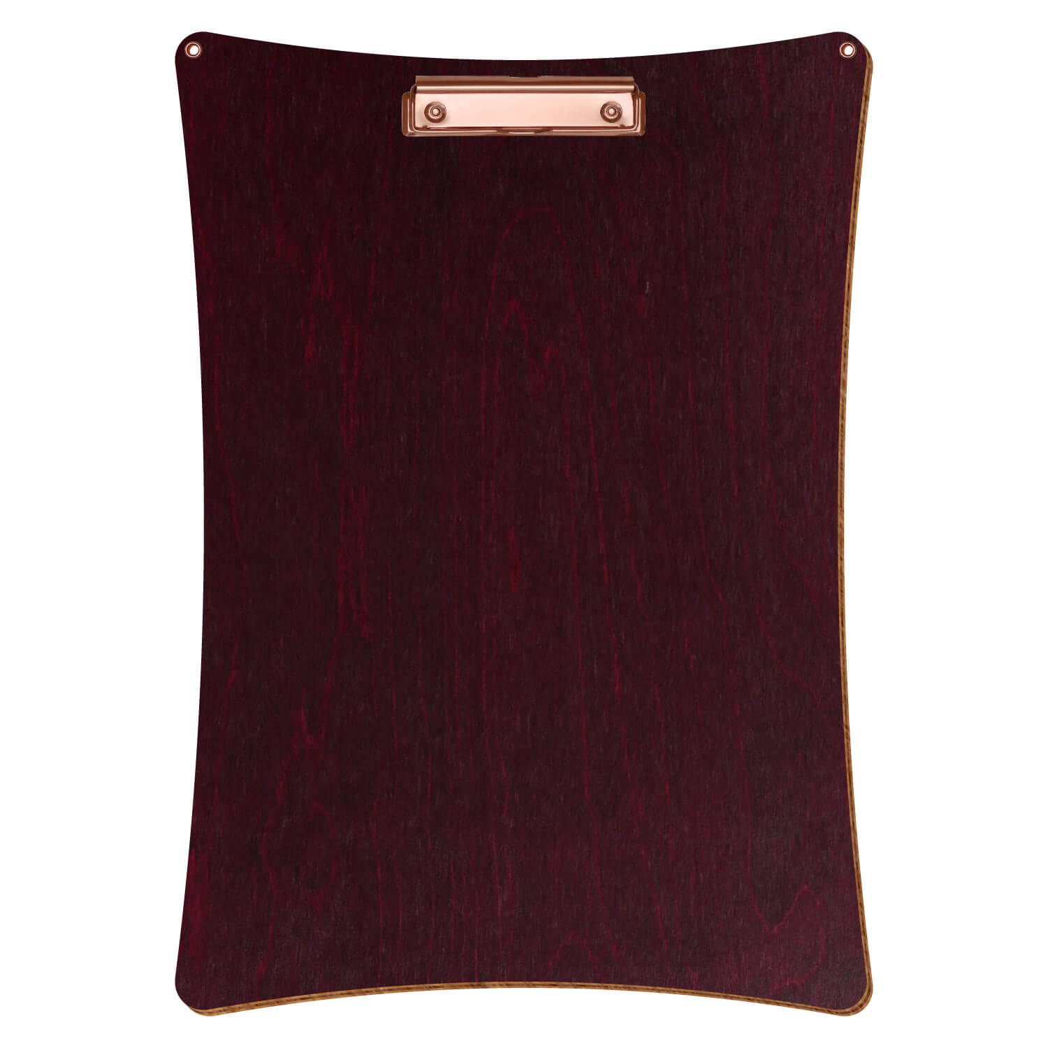 Bütic Holz-Klemmbrett konkav violett mit Aufhängeösen in A3 hochkant mit roségoldener Bügelklemme