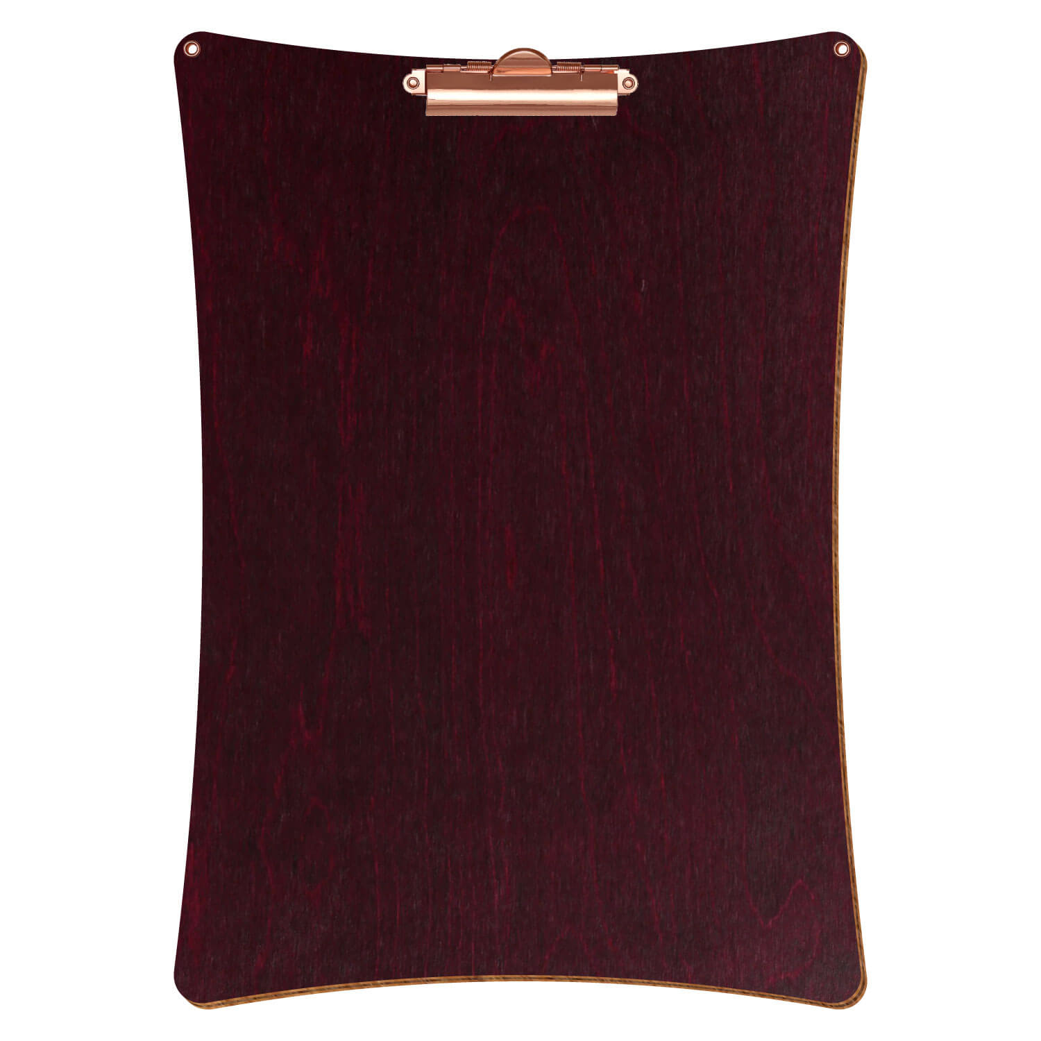 Bütic Holz-Klemmbrett konkav violett mit Aufhängeösen in A3 hochkant mit roségoldener Zahnklemme