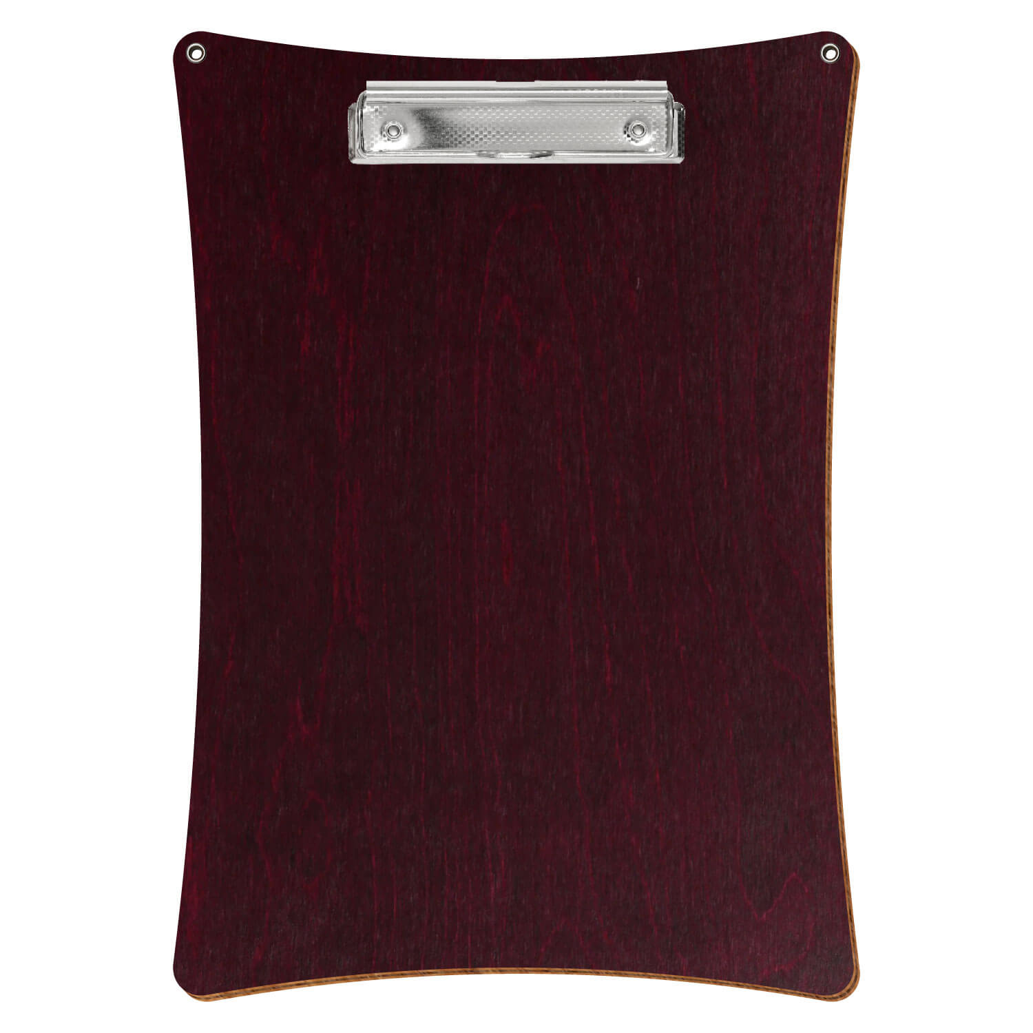 Bütic Holz-Klemmbrett konkav violett mit Aufhängeösen in A4 hochkant mit carbon-silberner Bügelklemme