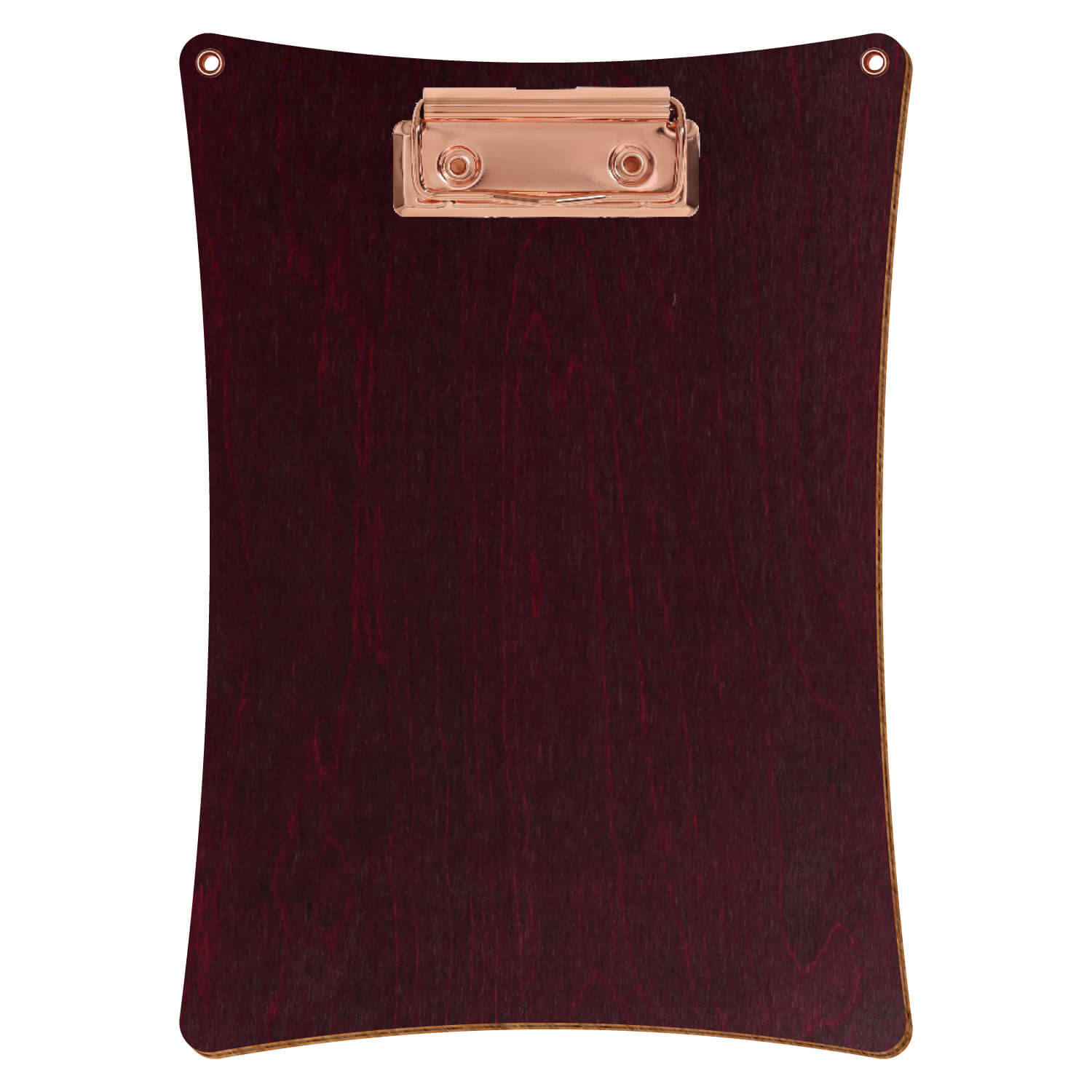 Bütic Holz-Klemmbrett konkav violett mit Aufhängeösen in A5 hochkant mit roségoldener Bügelklemme