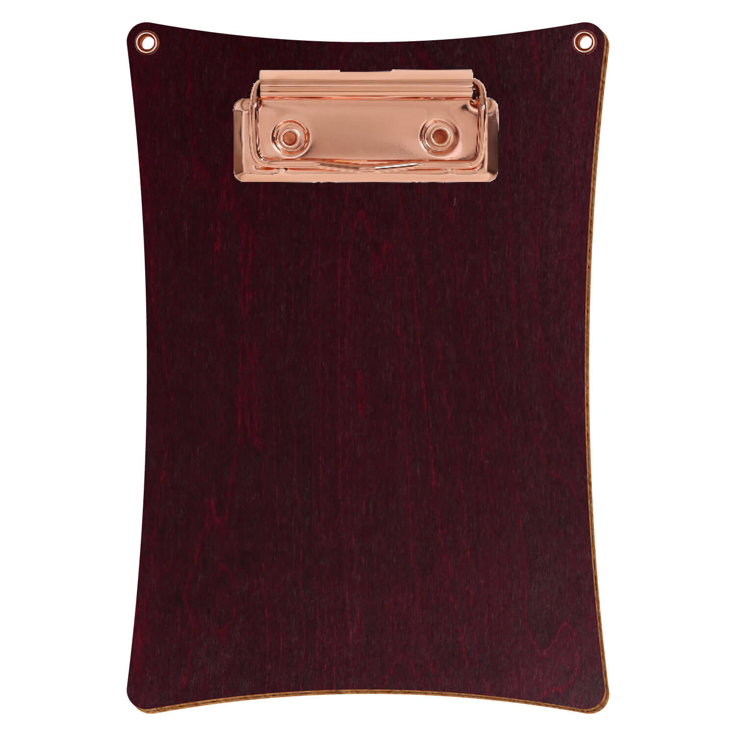 Bütic Holz-Klemmbrett konkav violett mit Aufhängeösen in A6 hochkant mit roségoldener Bügelklemme