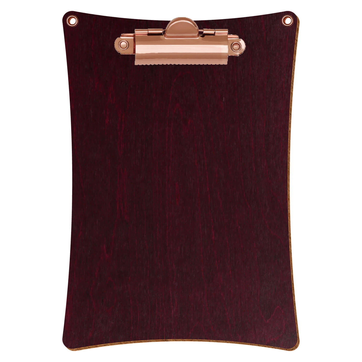 Bütic Holz-Klemmbrett konkav violett mit Aufhängeösen in A6 hochkant mit roségoldener Zahnklemme
