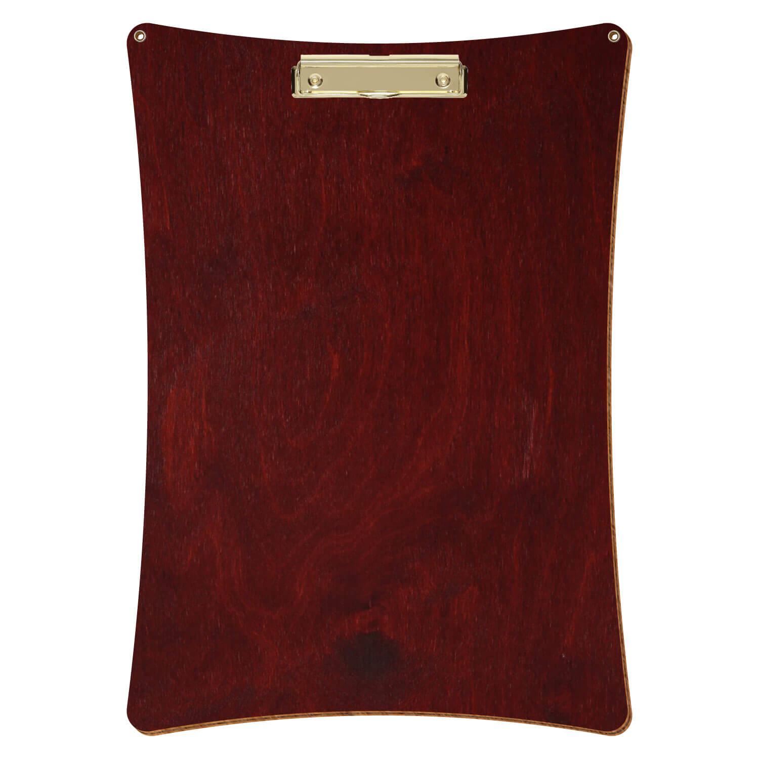 Bütic Holz-Klemmbrett konkav in der Farbe Mahagoni mit Aufhängeösen in A3 hochkant mit goldener Bügelklemme