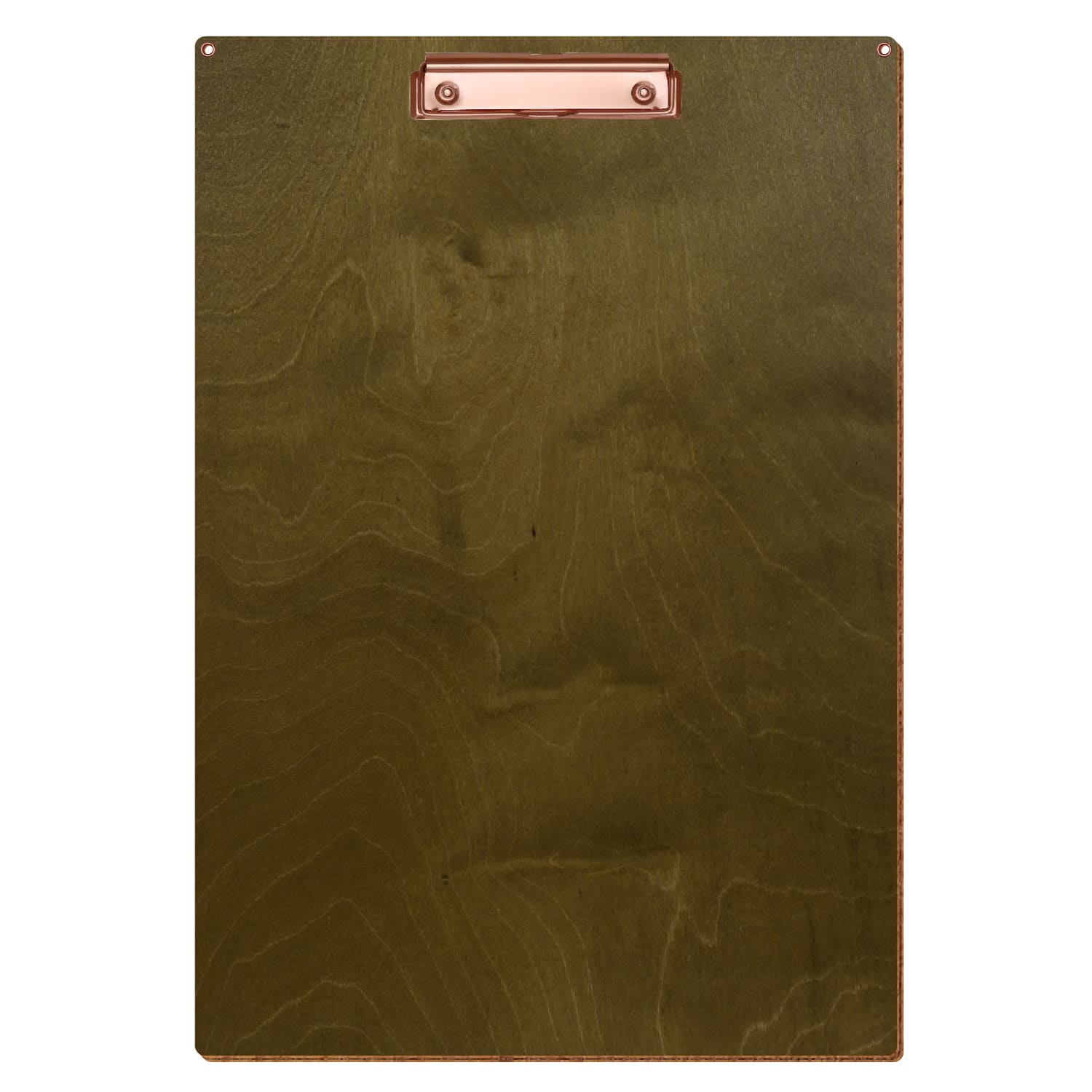 Klemmbrett Standardform Nussbaum hell mit 2 Ösen A3 hochkant Bügelklemme roségold
