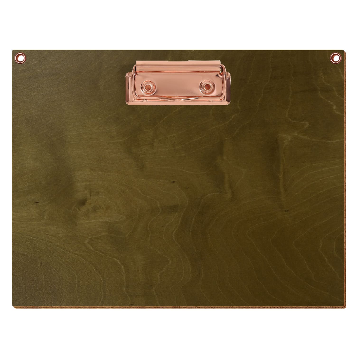 Klemmbrett Standardform Nussbaum hell mit 2 Ösen A5 querkant Bügelklemme roségold