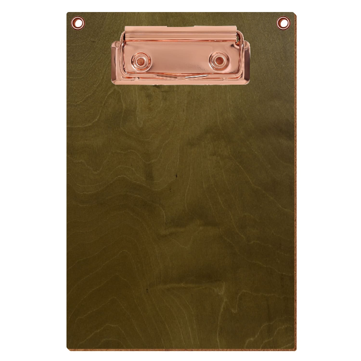 Klemmbrett Standardform Nussbaum hell mit 2 Ösen A6 hochkant Bügelklemme roségold