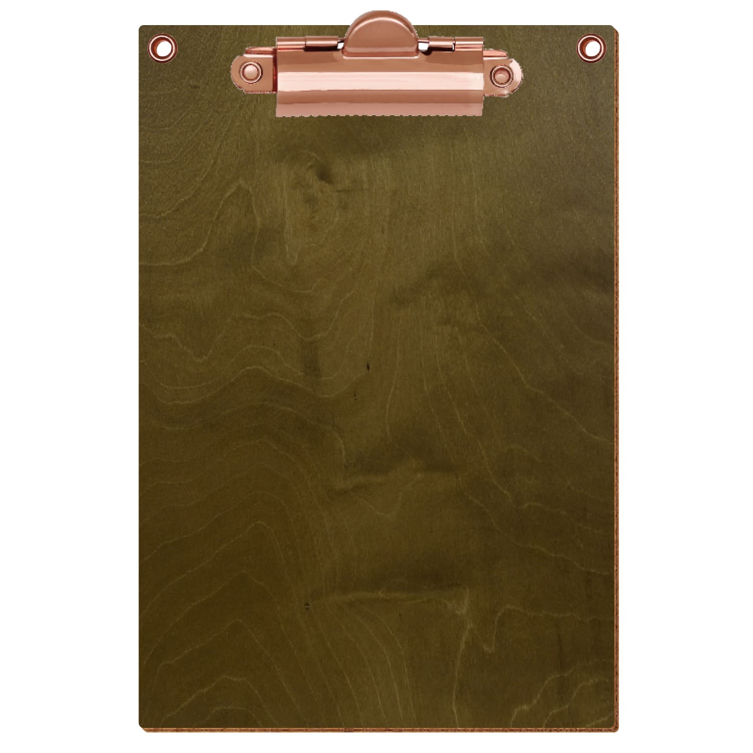 Klemmbrett Standardform Nussbaum hell mit 2 Ösen A6 hochkant Zahnklemme roségold