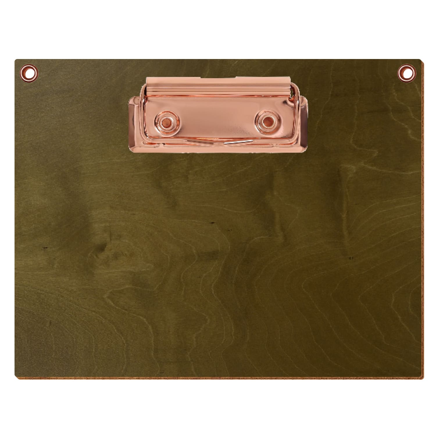 Klemmbrett Standardform Nussbaum hell mit 2 Ösen A6 querkant Bügelklemme roségold