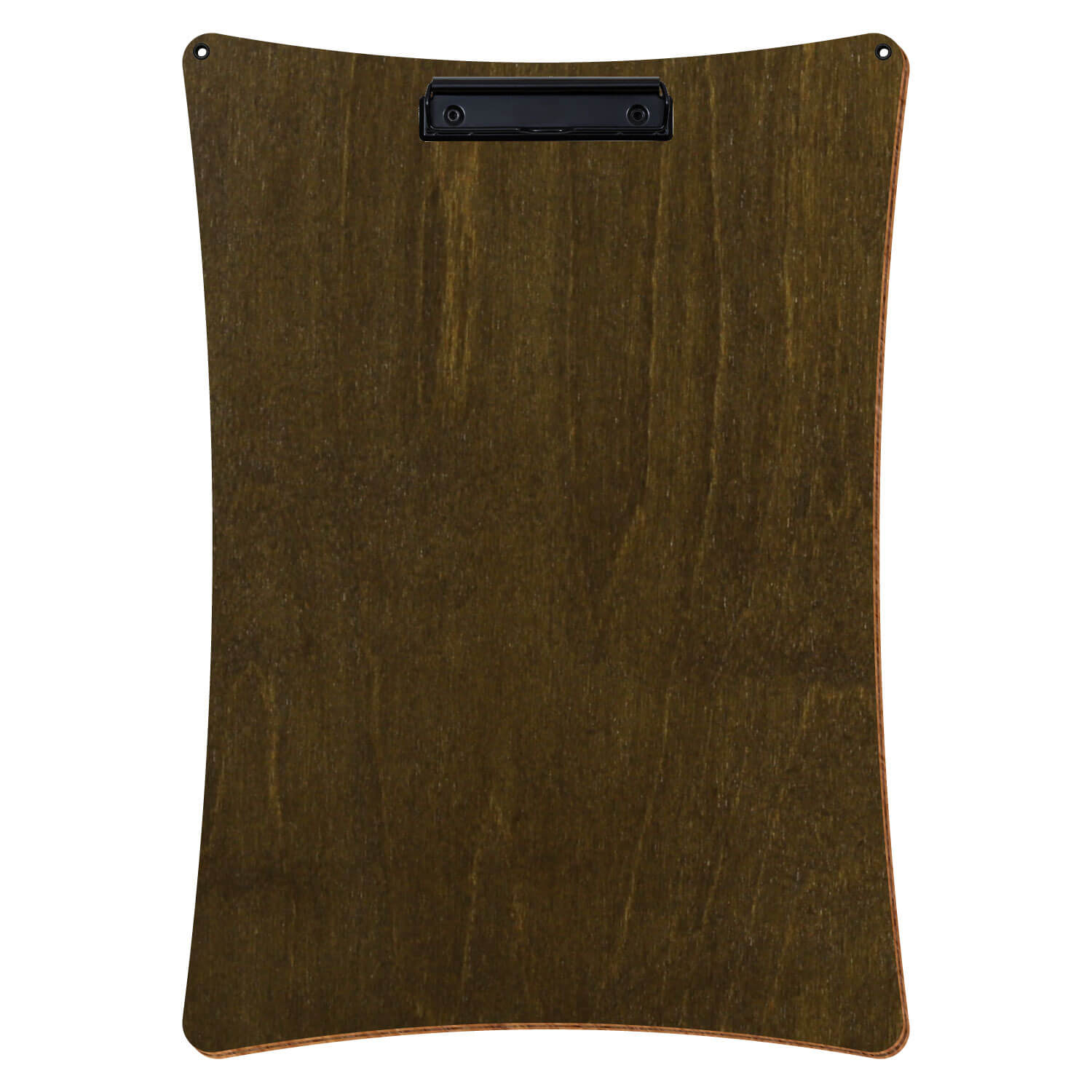 Bütic Holz-Klemmbrett konkav in der Farbe Haselnuss mit Aufhängeösen in A3 hochkant mit schwarzer Bügelklemme