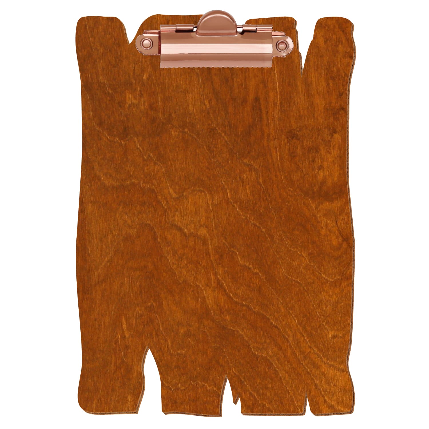 Klemmbrett Holzbrettform Rum A6 hochkant Zahnklemme roségold