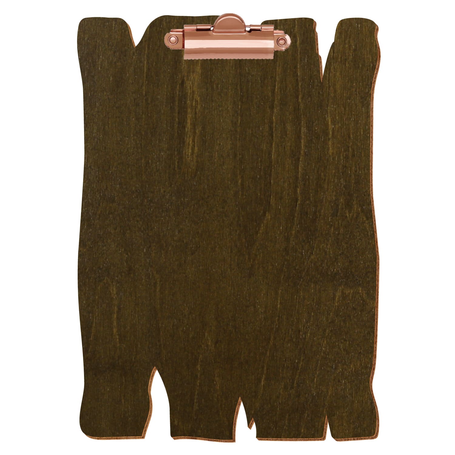Klemmbrett Holzbrettform Haselnuss A5 hochkant Zahnklemme roségold