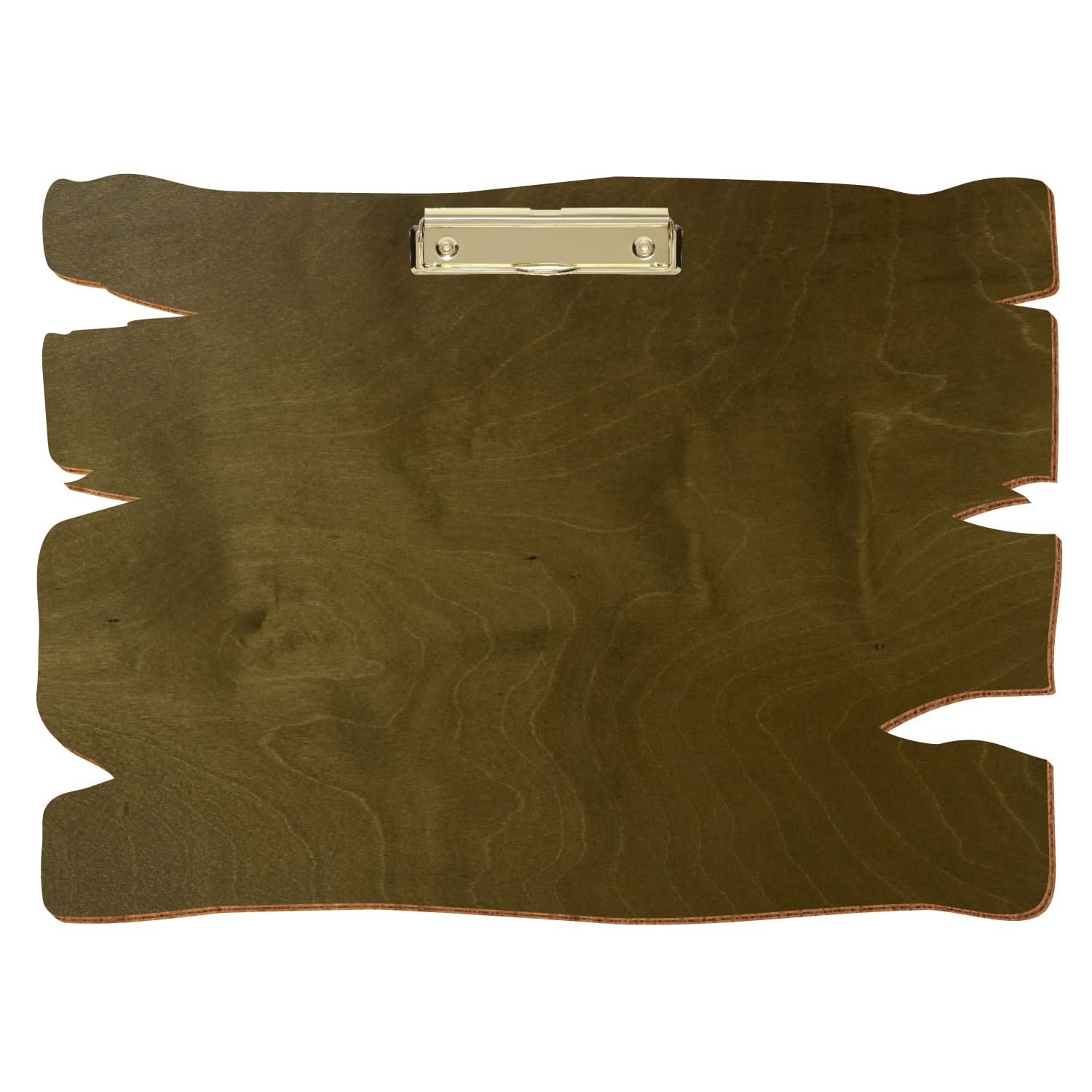 Klemmbrett Holzbrettform Nussbaum hell A3 querkant Bügelklemme gold