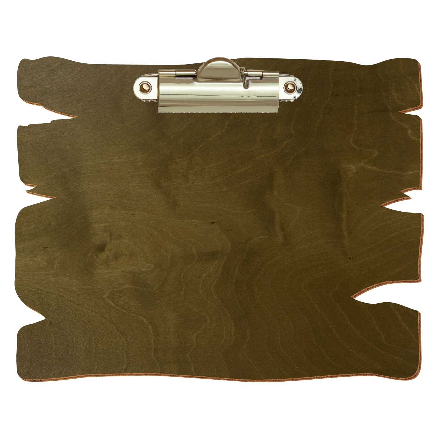 Klemmbrett Holzbrettform Nussbaum hell A6 querkant Zahnklemme gold