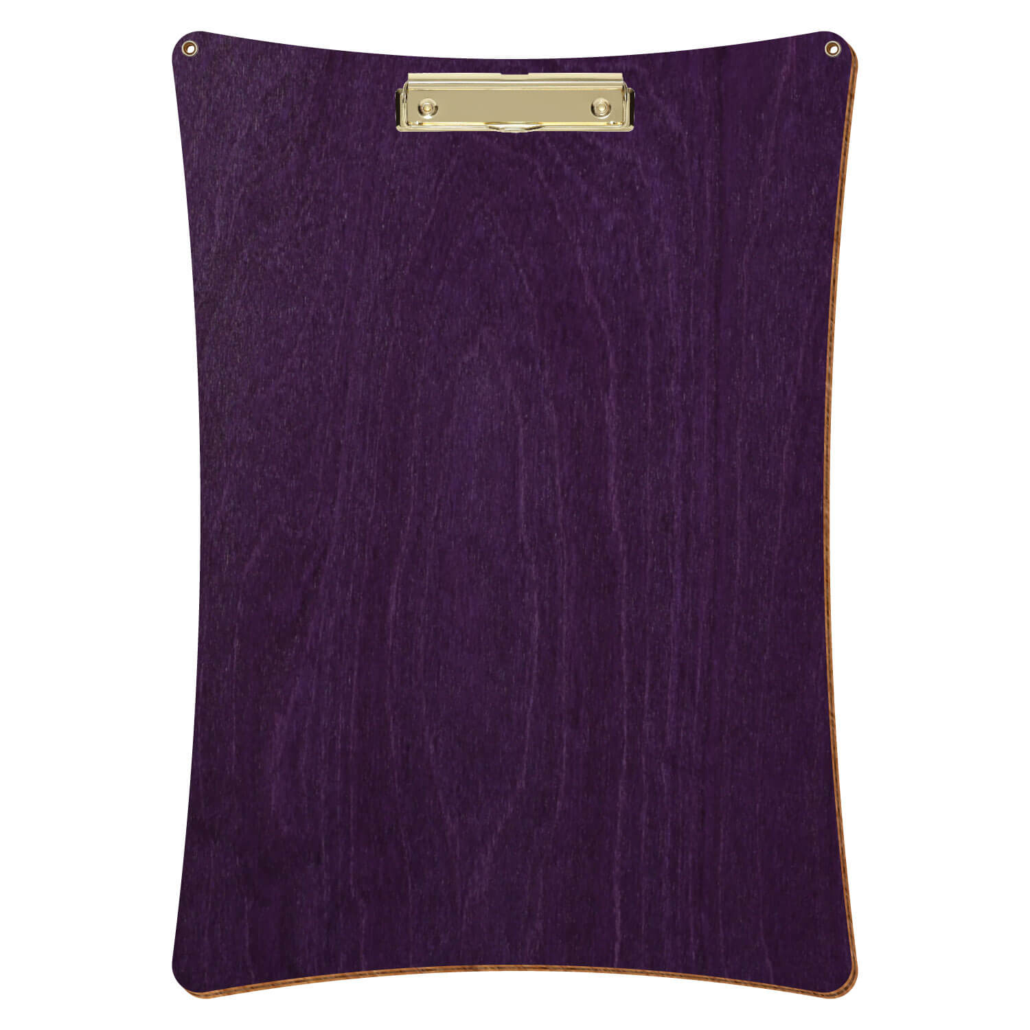 Bütic Holz-Klemmbrett konkav mit Aufhängeösen in der Farbe Lila mit Aufhängeösen in A3 hochkant mit goldener Bügelklemme