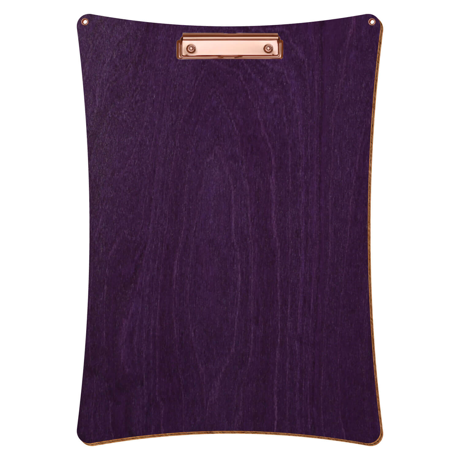 Bütic Holz-Klemmbrett konkav mit Aufhängeösen in der Farbe Lila mit Aufhängeösen in A3 hochkant mit roségoldener Bügelklemme