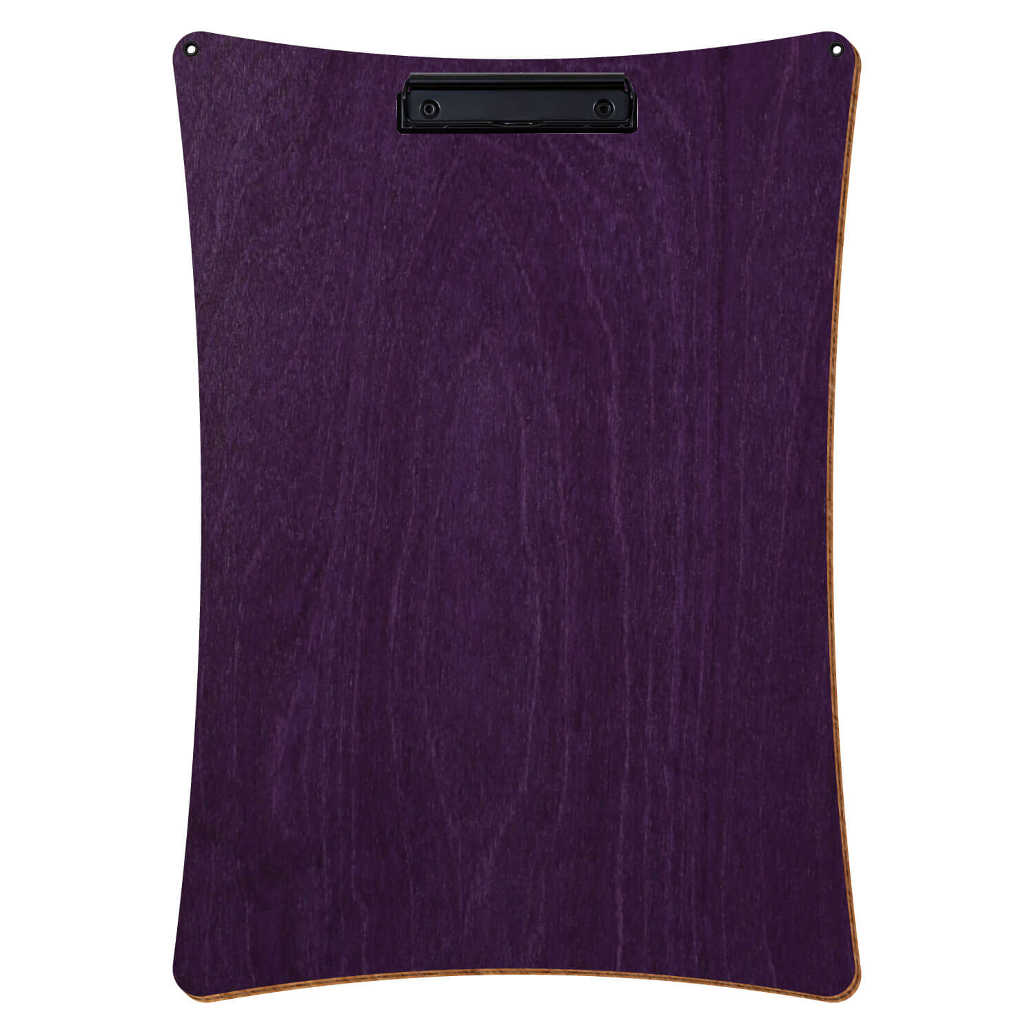 Bütic Holz-Klemmbrett konkav mit Aufhängeösen in der Farbe Lila mit Aufhängeösen in A3 hochkant mit schwarzer Bügelklemme