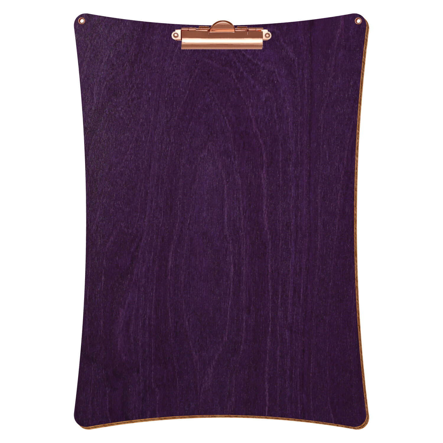 Bütic Holz-Klemmbrett konkav mit Aufhängeösen in der Farbe Lila mit Aufhängeösen in A3 hochkant mit roségoldener Zahnklemme