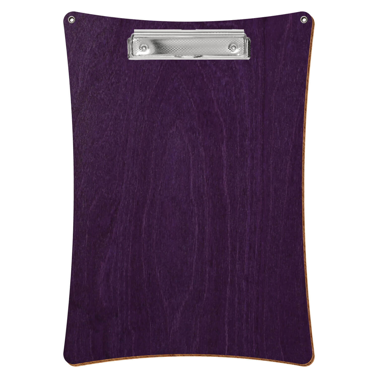 Bütic Holz-Klemmbrett konkav mit Aufhängeösen in der Farbe Lila mit Aufhängeösen in A4 hochkant mit carbon-silberner Bügelklemme
