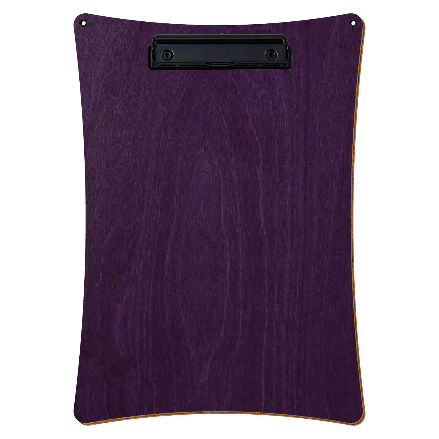 Bütic Holz-Klemmbrett konkav mit Aufhängeösen in der Farbe Lila mit Aufhängeösen in A4 hochkant mit schwarzer Bügelklemme