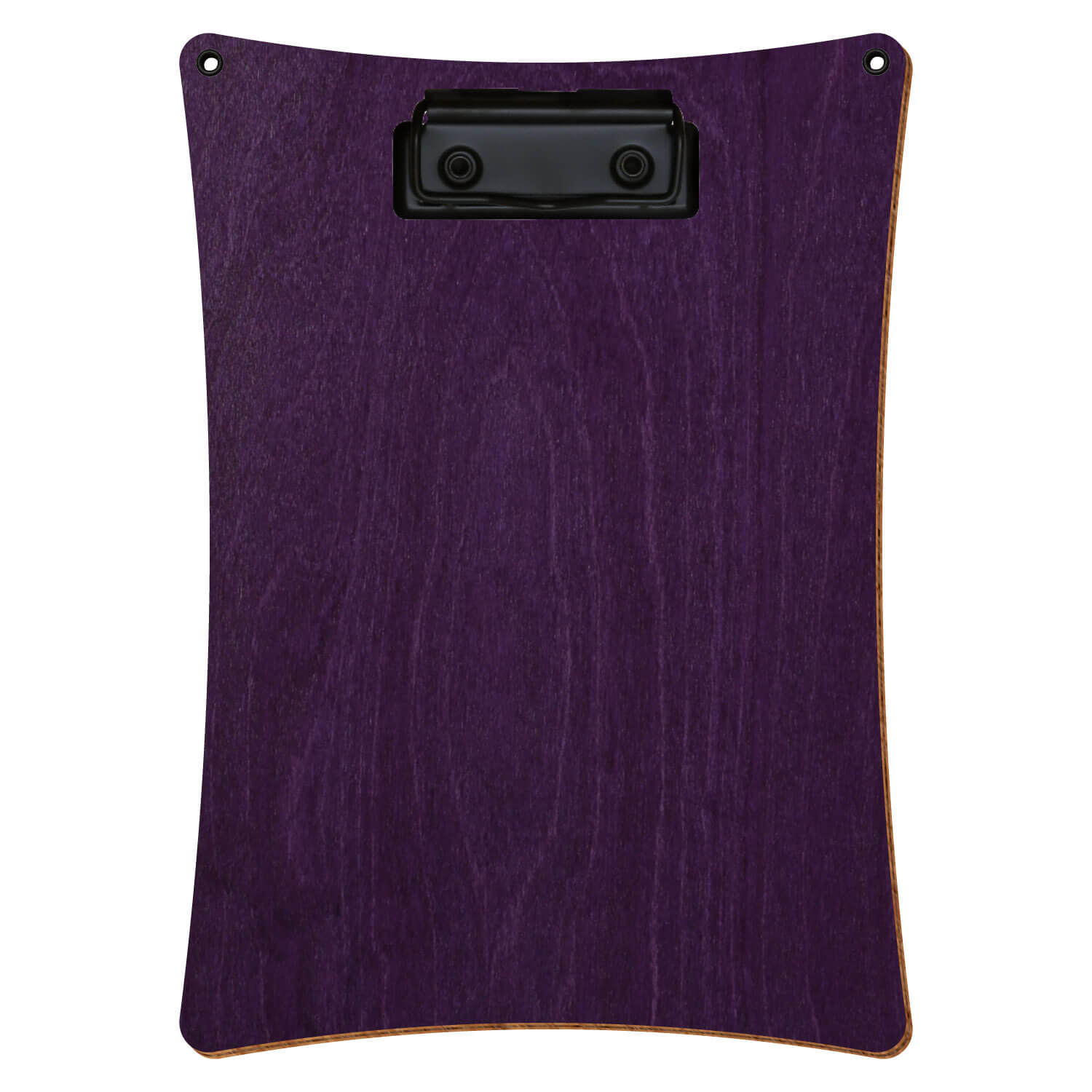 Bütic Holz-Klemmbrett konkav mit Aufhängeösen in der Farbe Lila mit Aufhängeösen in A5 hochkant mit schwarzer Bügelklemme