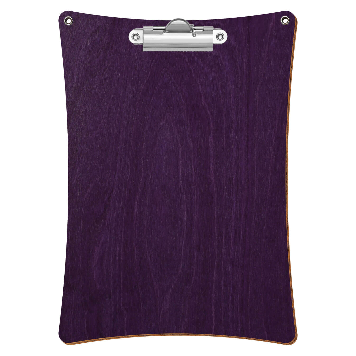 Bütic Holz-Klemmbrett konkav mit Aufhängeösen in der Farbe Lila mit Aufhängeösen in A5 hochkant mit silberner Zahnklemme