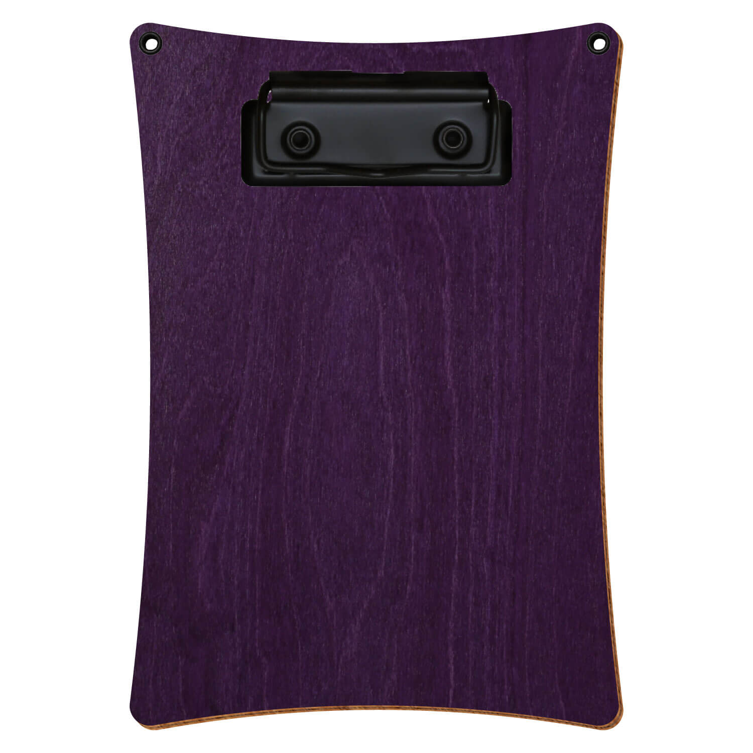 Bütic Holz-Klemmbrett konkav mit Aufhängeösen in der Farbe Lila mit Aufhängeösen in A6 hochkant mit schwarzer Bügelklemme