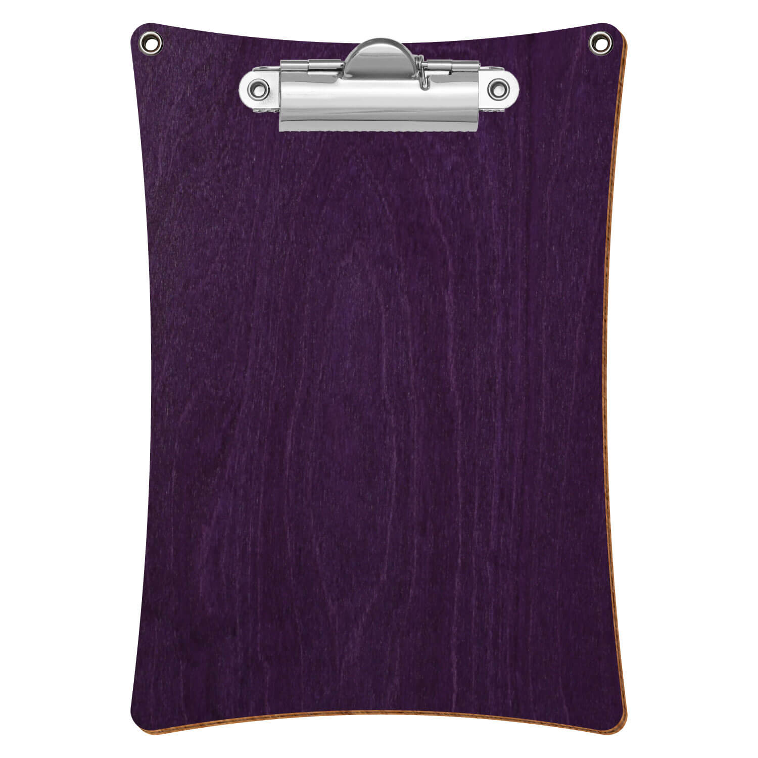 Bütic Holz-Klemmbrett konkav mit Aufhängeösen in der Farbe Lila mit Aufhängeösen in A6 hochkant mit silberner Zahnklemme