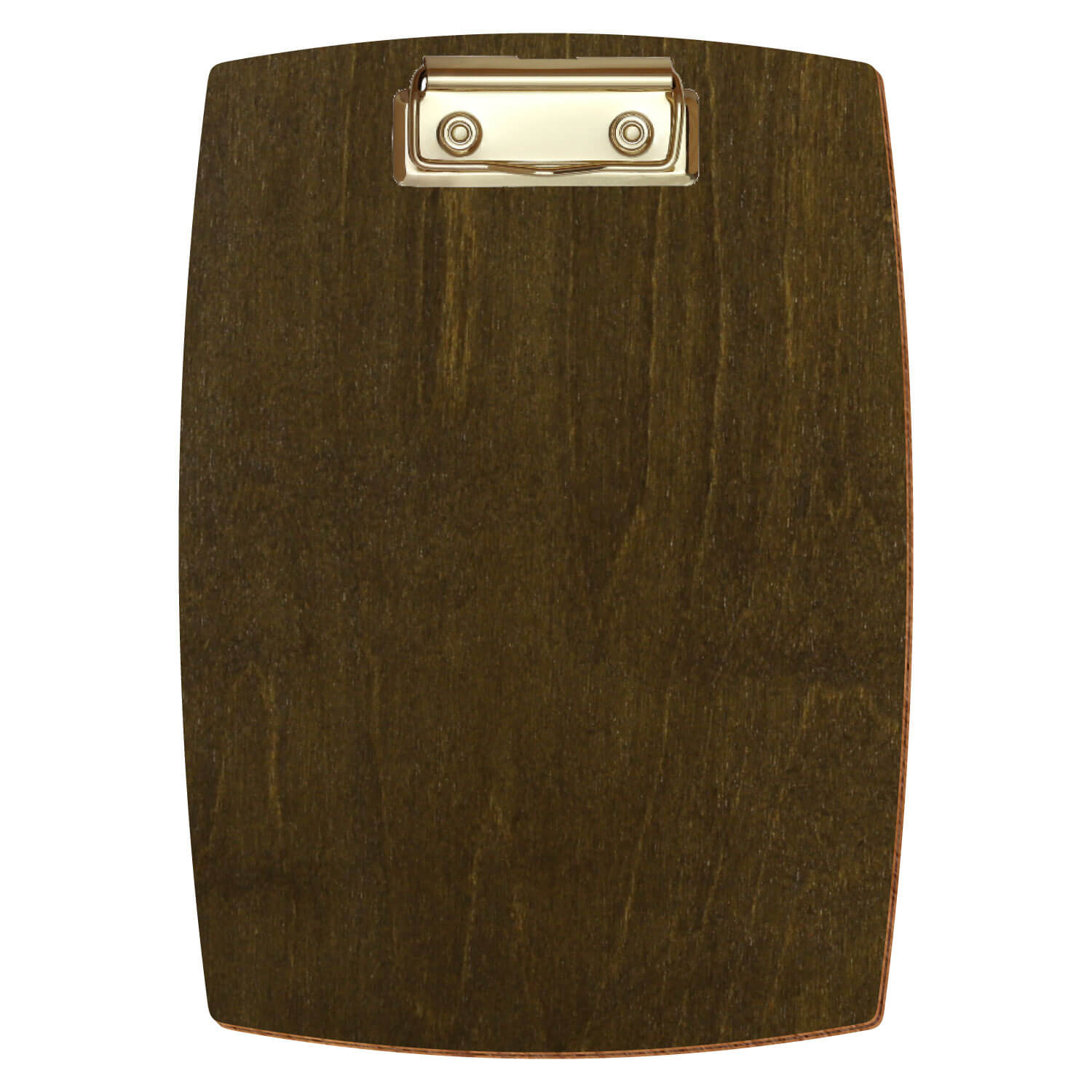 Bütic Holz-Klemmbrett konvex in der Farbe Haselnuss in A5 hochkant mit goldener Bügelklemme