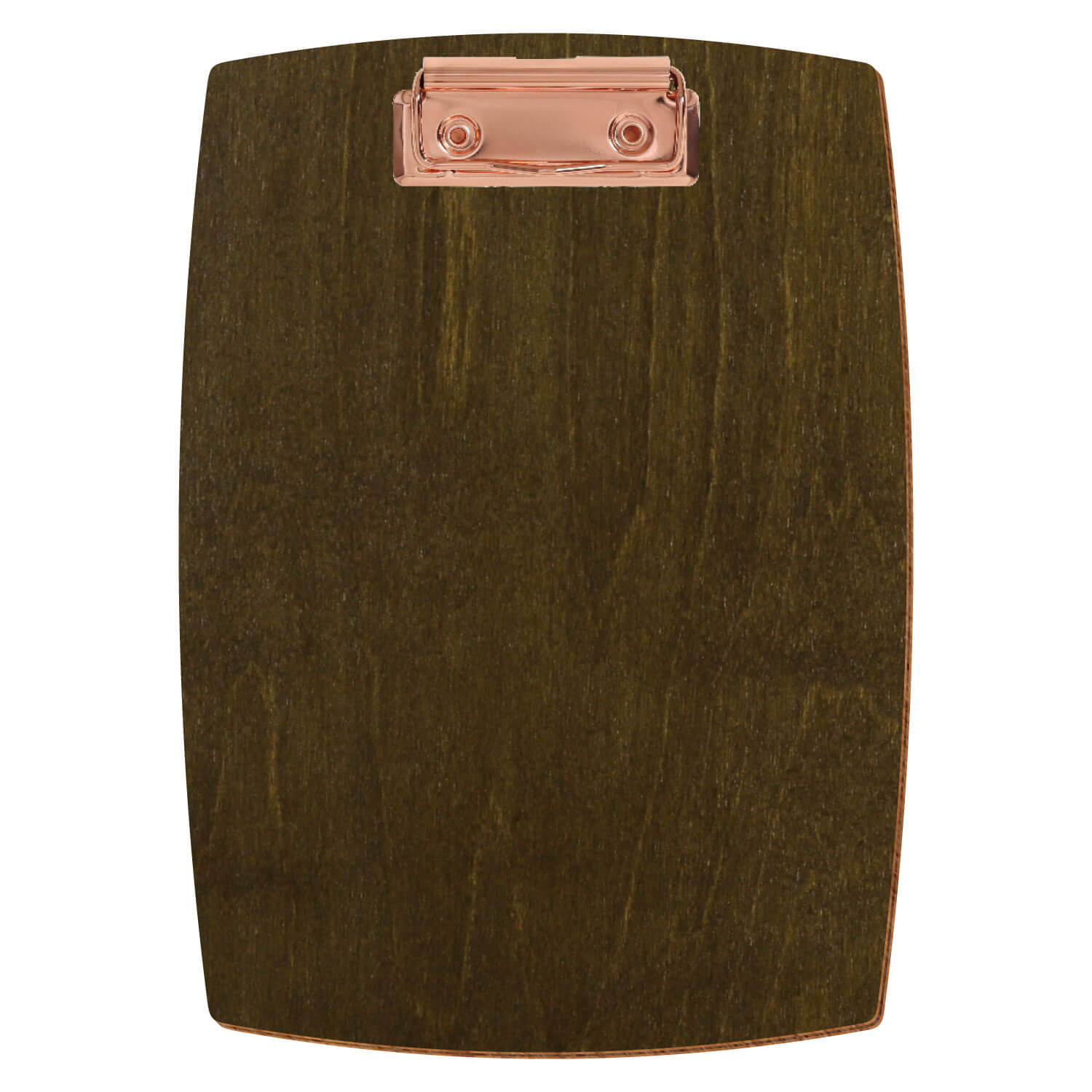 Bütic Holz-Klemmbrett konvex in der Farbe Haselnuss in A5 hochkant mit roségoldener Bügelklemme