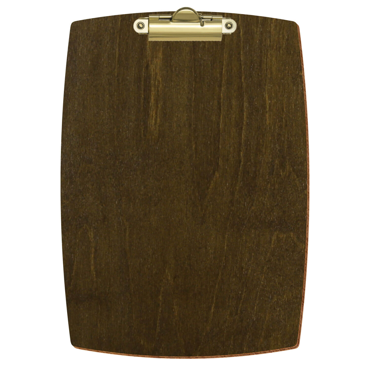 Bütic Holz-Klemmbrett konvex in der Farbe Haselnuss in A5 hochkant mit goldener Zahnklemme