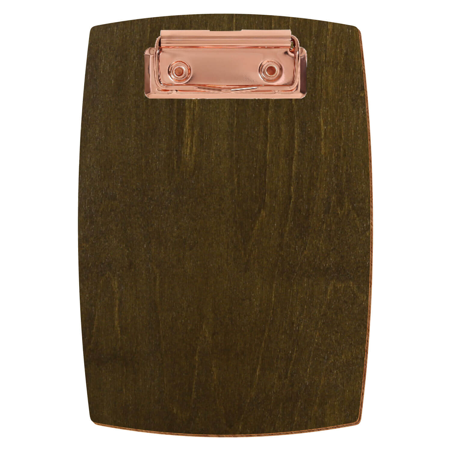 Bütic Holz-Klemmbrett konvex in der Farbe Haselnuss in A6 hochkant mit roségoldener Bügelklemme