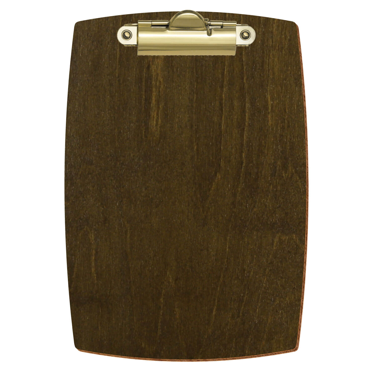 Bütic Holz-Klemmbrett konvex in der Farbe Haselnuss in A6 hochkant mit goldener Zahnklemme