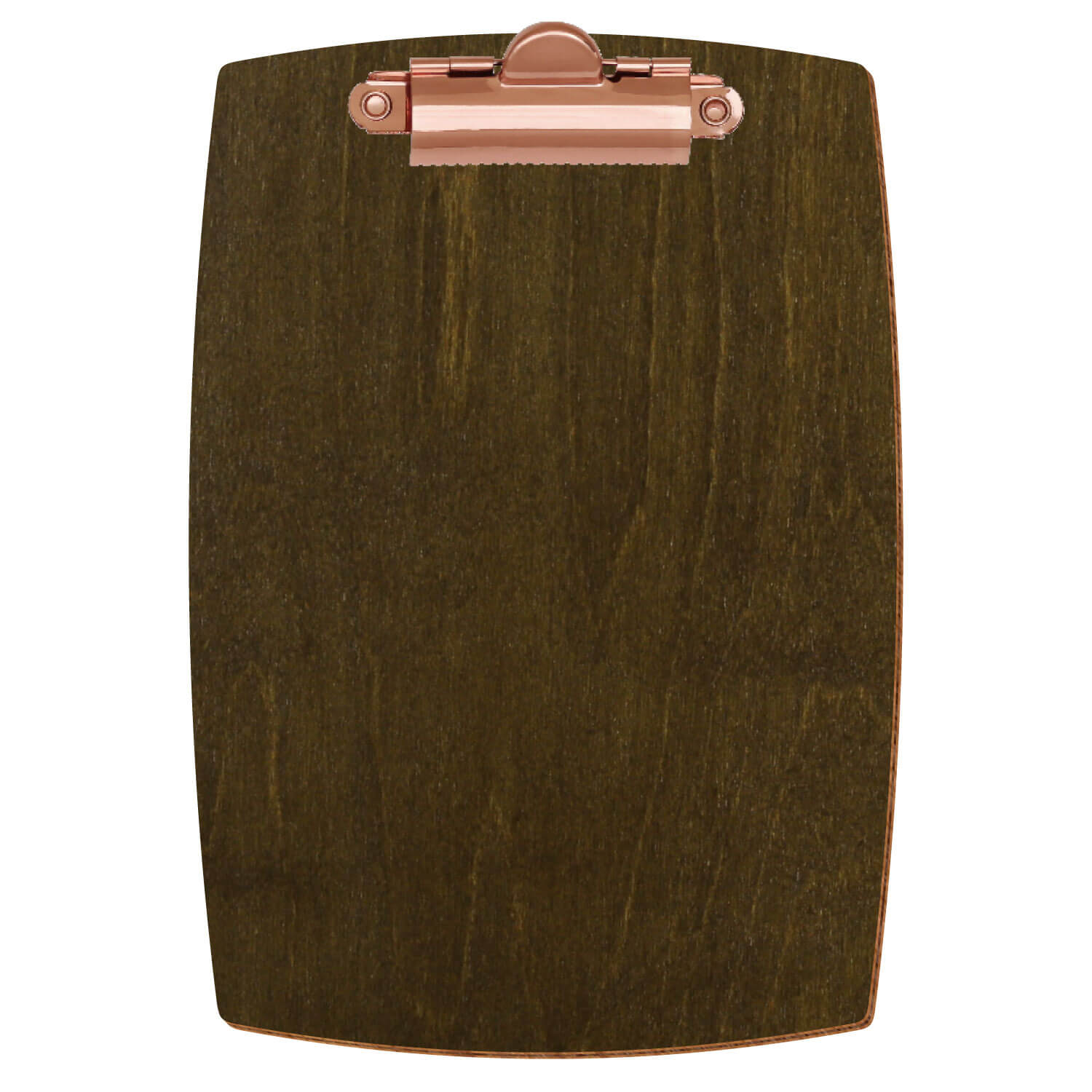 Bütic Holz-Klemmbrett konvex in der Farbe Haselnuss in A6 hochkant mit roségoldener Zahnklemme