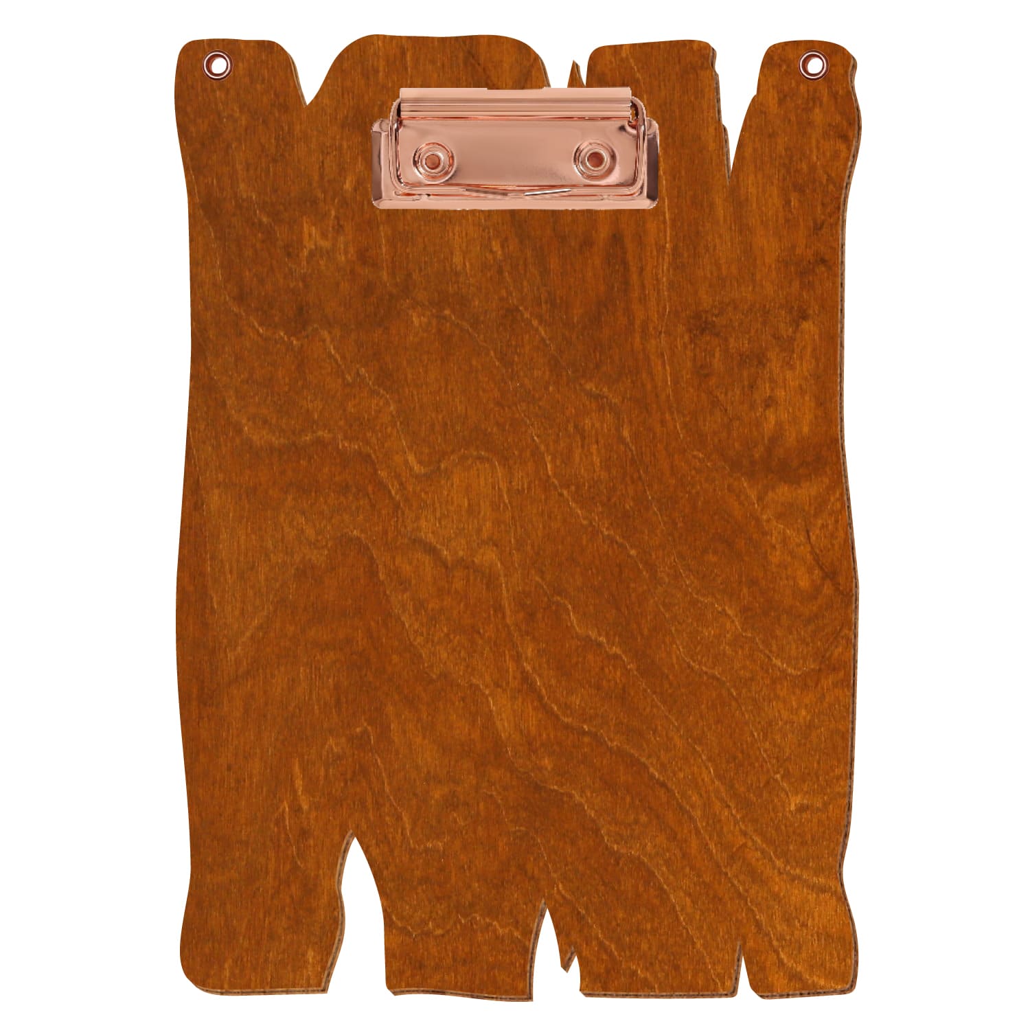 Klemmbrett Holzbrettform mit 2 Ösen Rum A5 hochkant Bügelklemme roségold