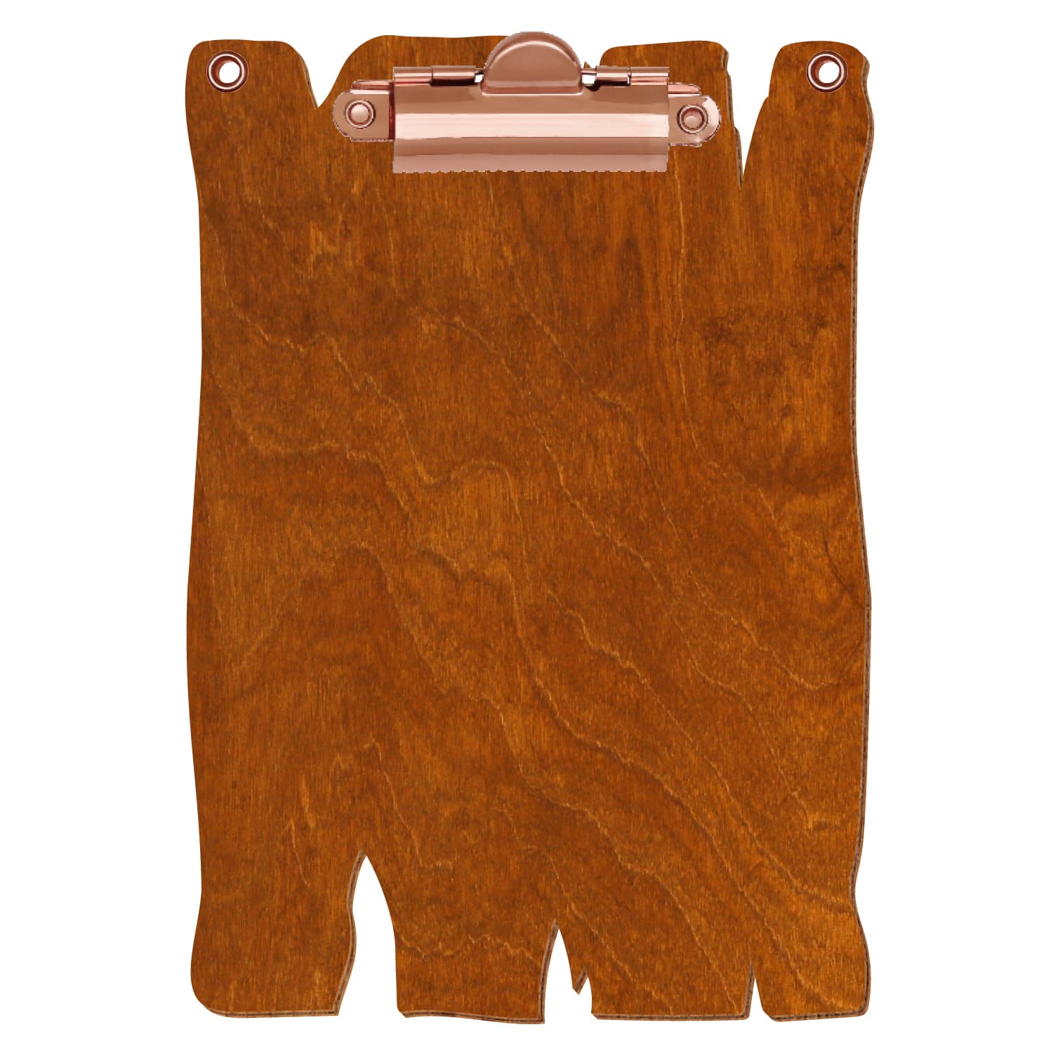 Klemmbrett Holzbrettform mit 2 Ösen Rum A6 hochkant Zahnklemme roségold