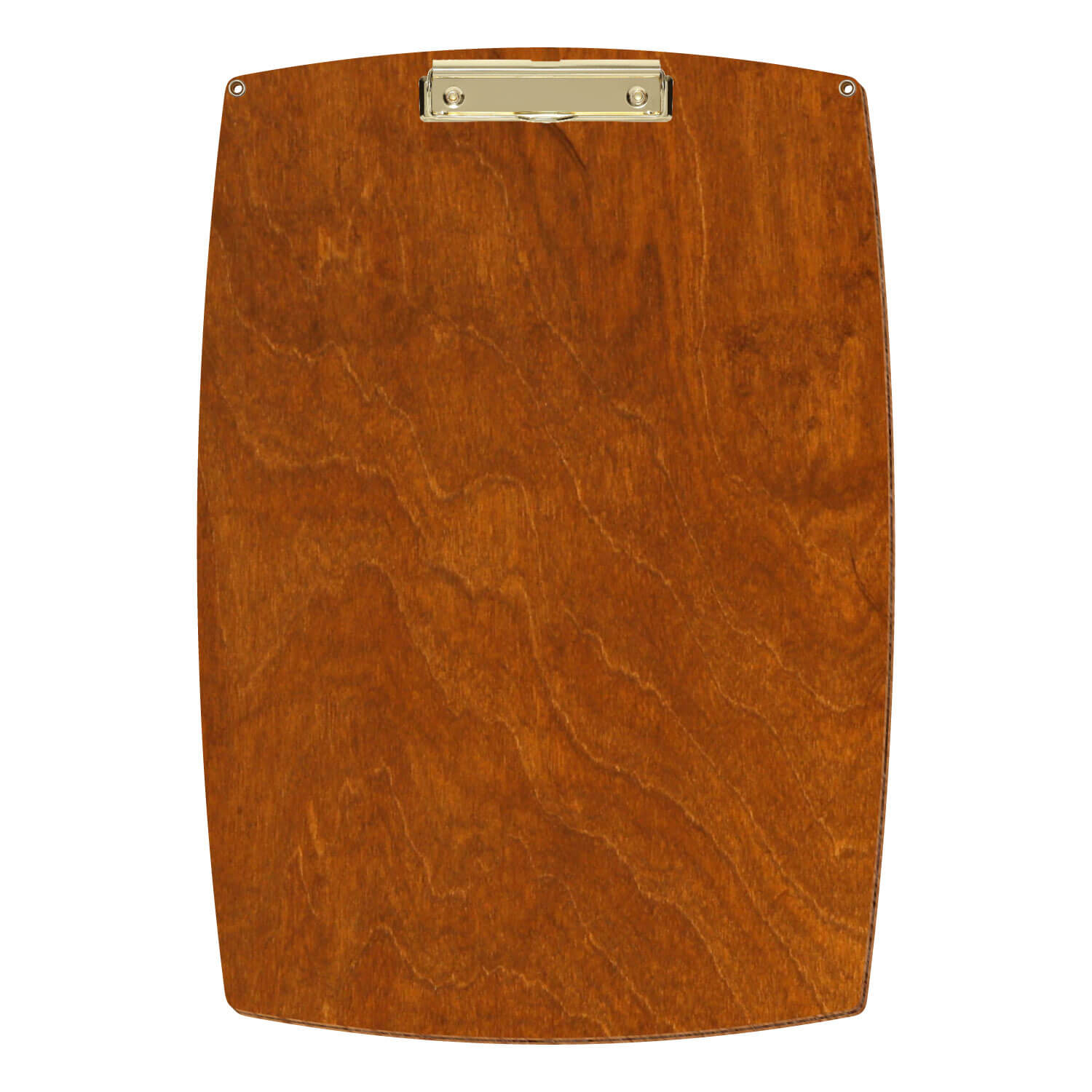 Bütic Holz-Klemmbrett konvex in der Farbe Rum mit Aufhängeösen in A3 hochkant mit goldener Bügelklemme