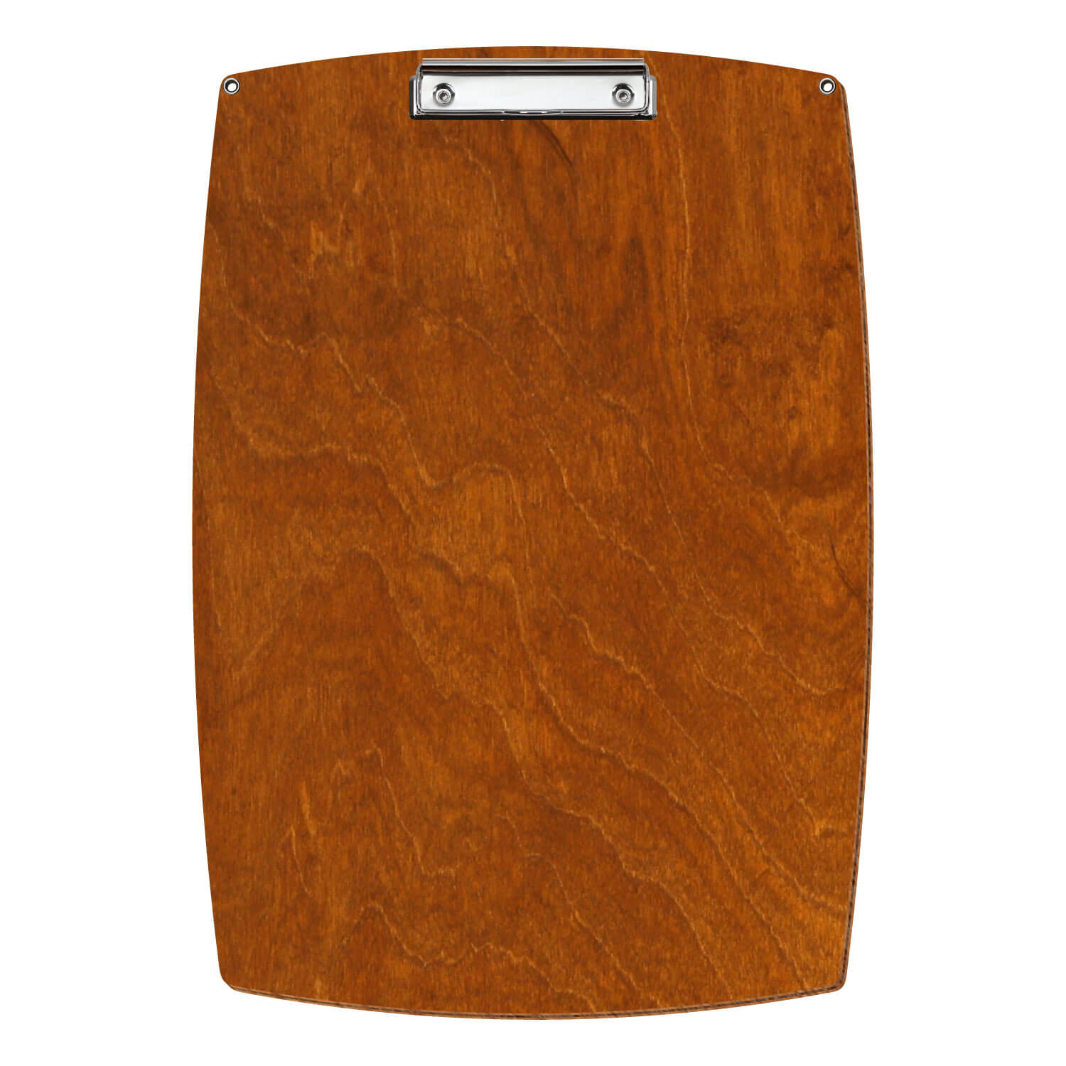 Bütic Holz-Klemmbrett konvex in der Farbe Rum mit Aufhängeösen in A3 hochkant mit silberner Bügelklemme