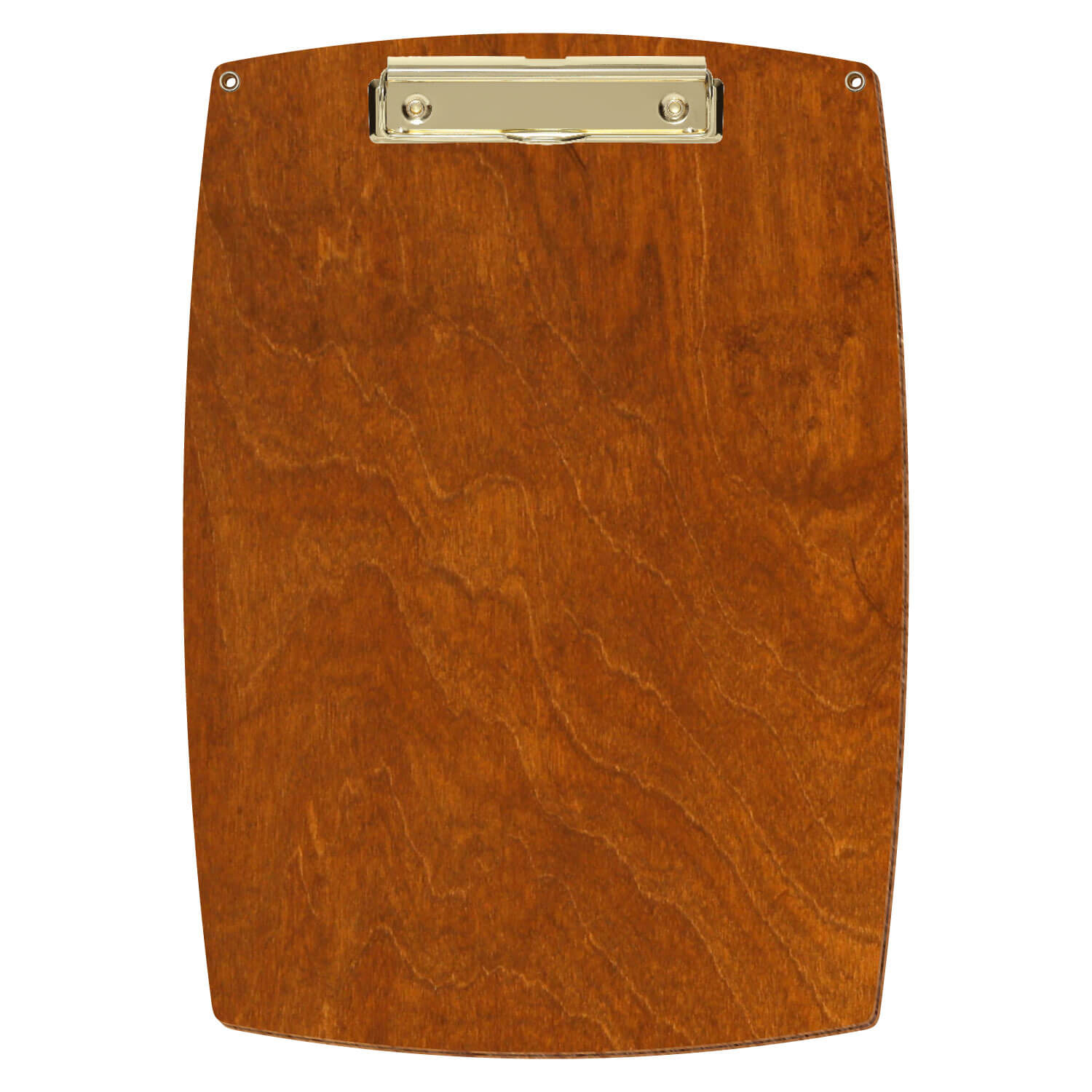 Bütic Holz-Klemmbrett konvex in der Farbe Rum mit Aufhängeösen in A4 hochkant mit goldener Bügelklemme