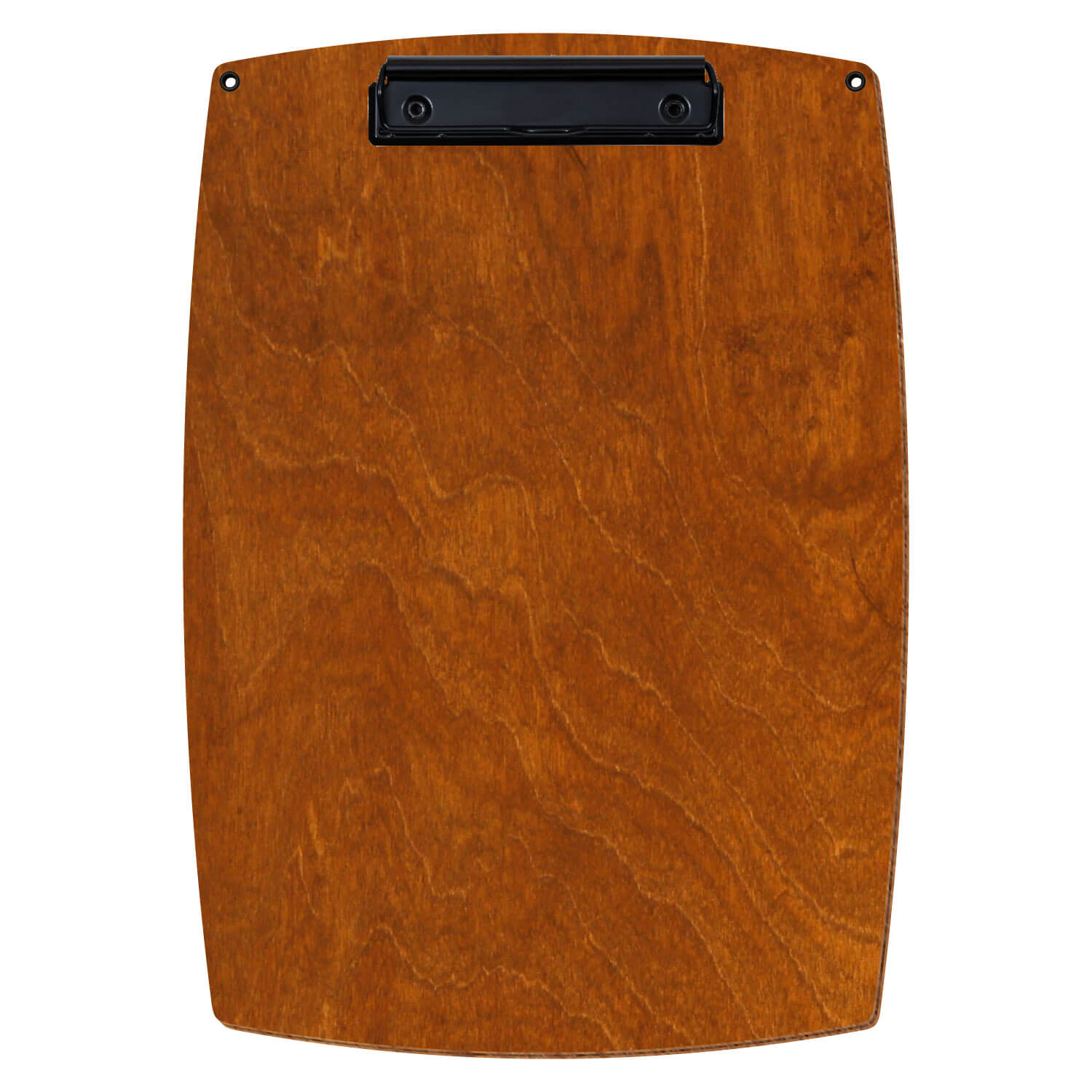 Bütic Holz-Klemmbrett konvex in der Farbe Rum mit Aufhängeösen in A4 hochkant mit schwarzer Bügelklemme