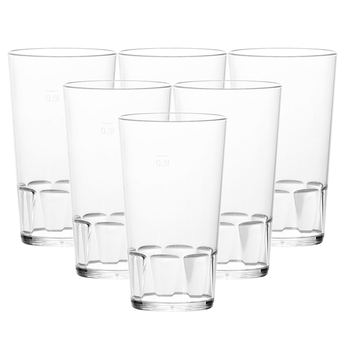 Kunststoff Gläser 6er Sets bruchsicher - 0,3L