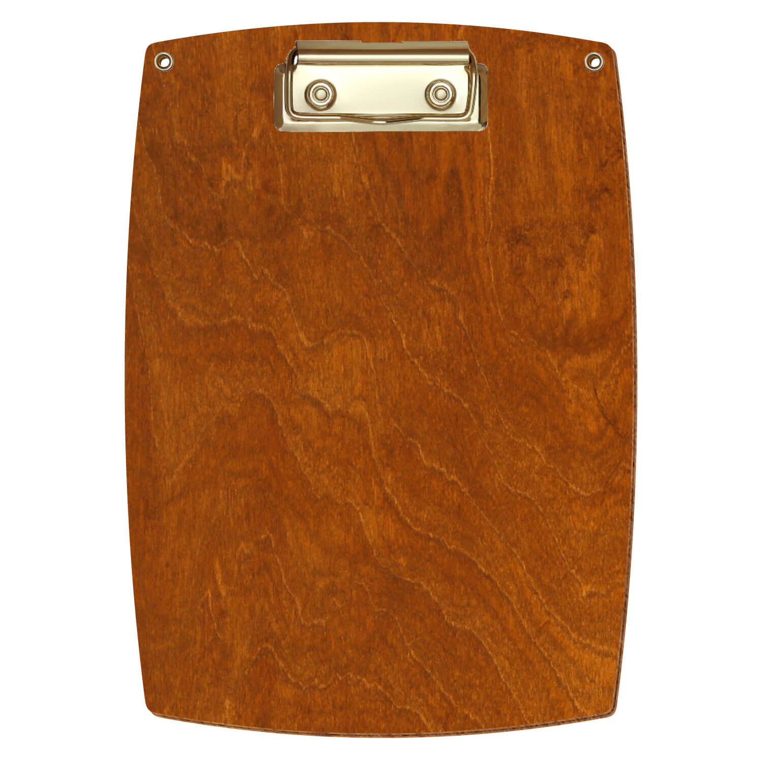 Bütic Holz-Klemmbrett konvex in der Farbe Rum mit Aufhängeösen in A5 hochkant mit goldener Bügelklemme