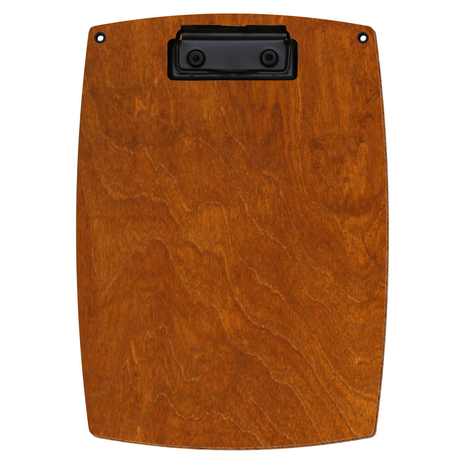 Bütic Holz-Klemmbrett konvex in der Farbe Rum mit Aufhängeösen in A5 hochkant mit schwarzer Bügelklemme