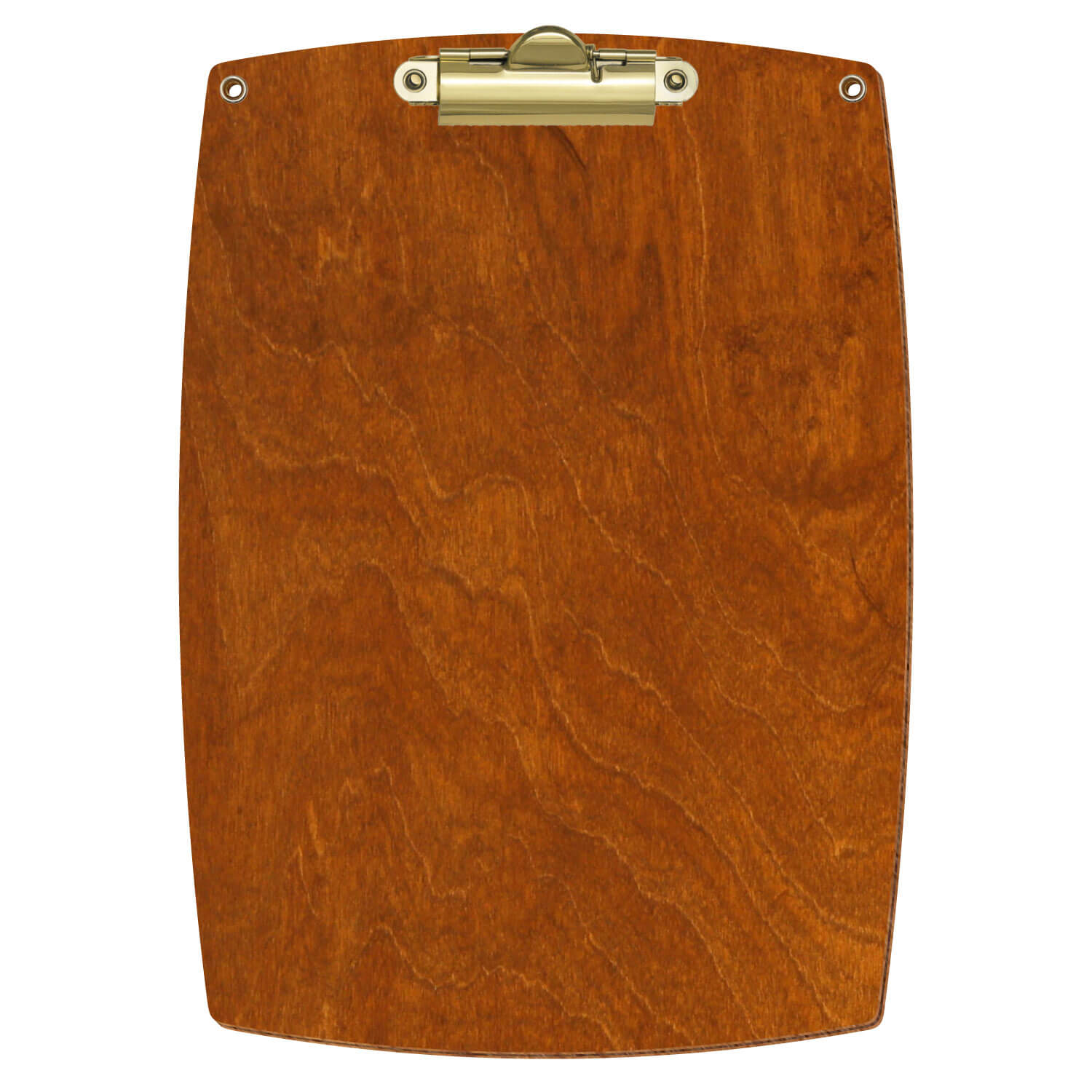 Bütic Holz-Klemmbrett konvex in der Farbe Rum mit Aufhängeösen in A5 hochkant mit goldener Zahnklemme