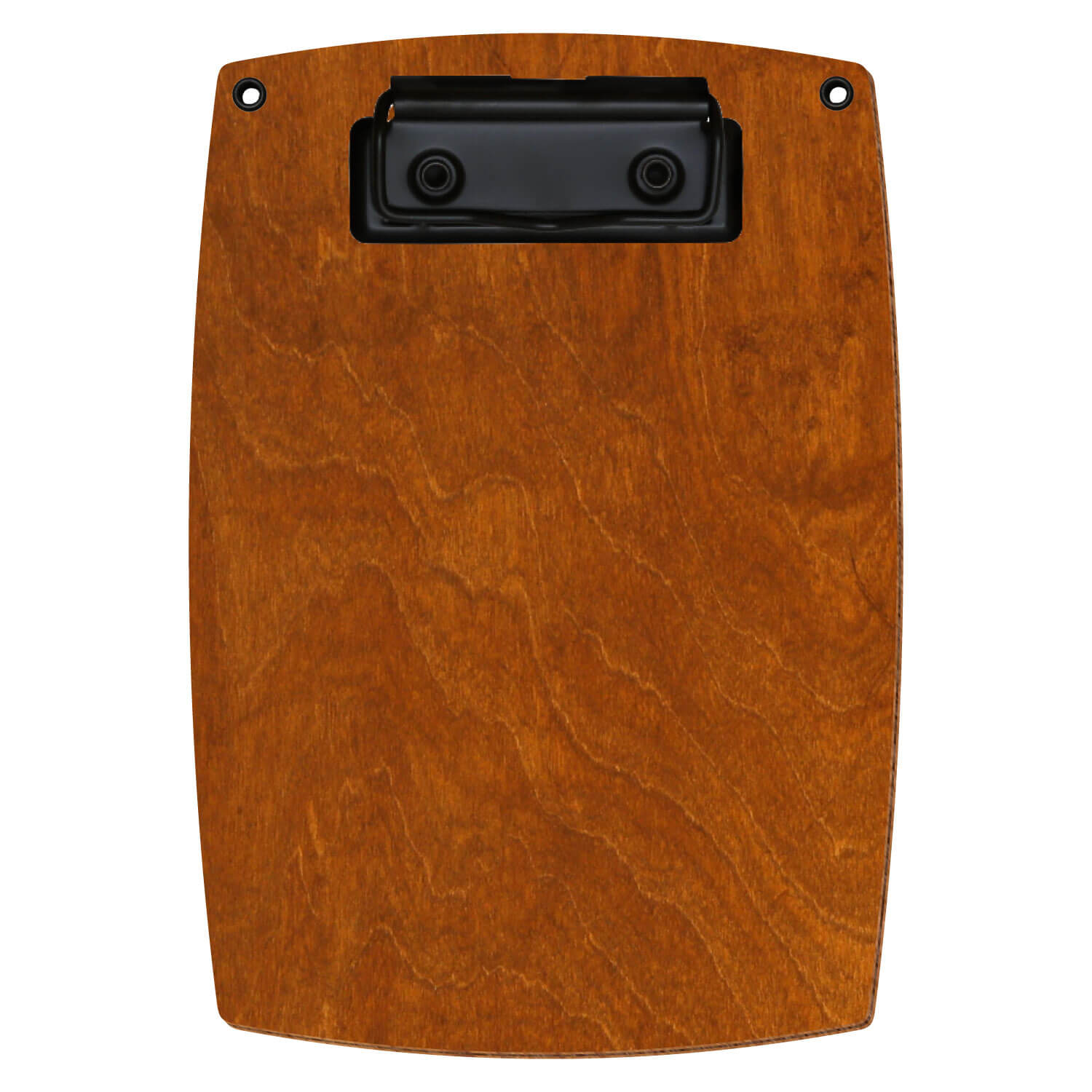 Bütic Holz-Klemmbrett konvex in der Farbe Rum mit Aufhängeösen in A6 hochkant mit schwarzer Bügelklemme