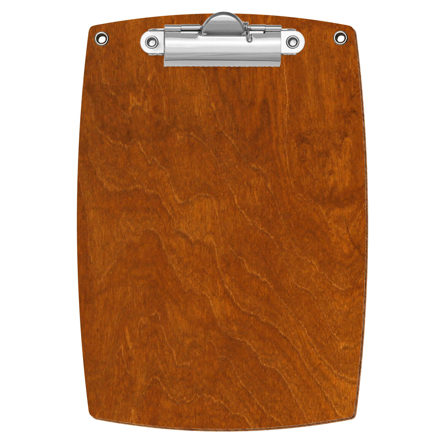 Bütic Holz-Klemmbrett konvex in der Farbe Rum mit Aufhängeösen in A6 hochkant mit silberner Zahnklemme
